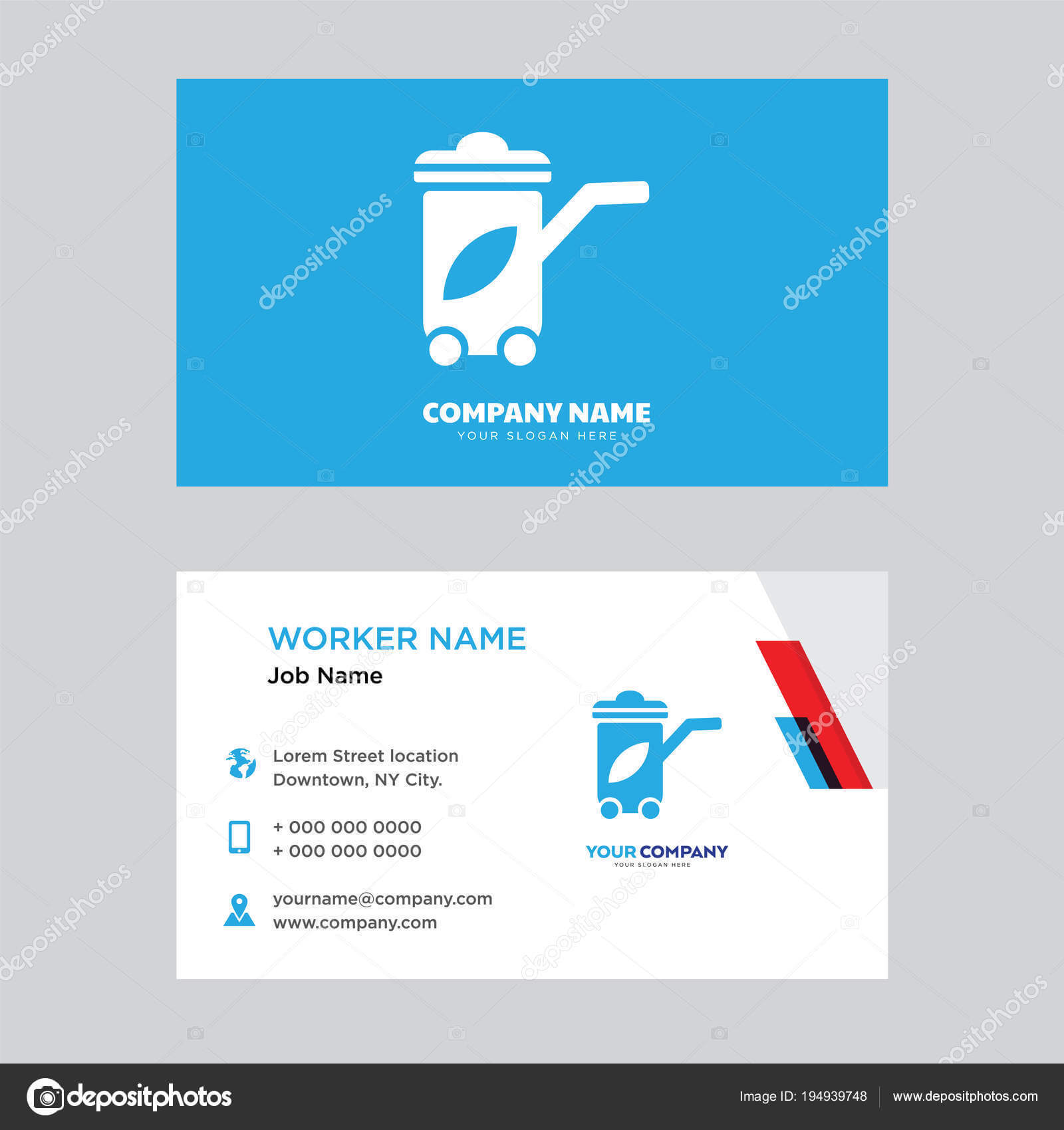 Recycling Bin Business Card Design — Stock Vector For Bin Card Template