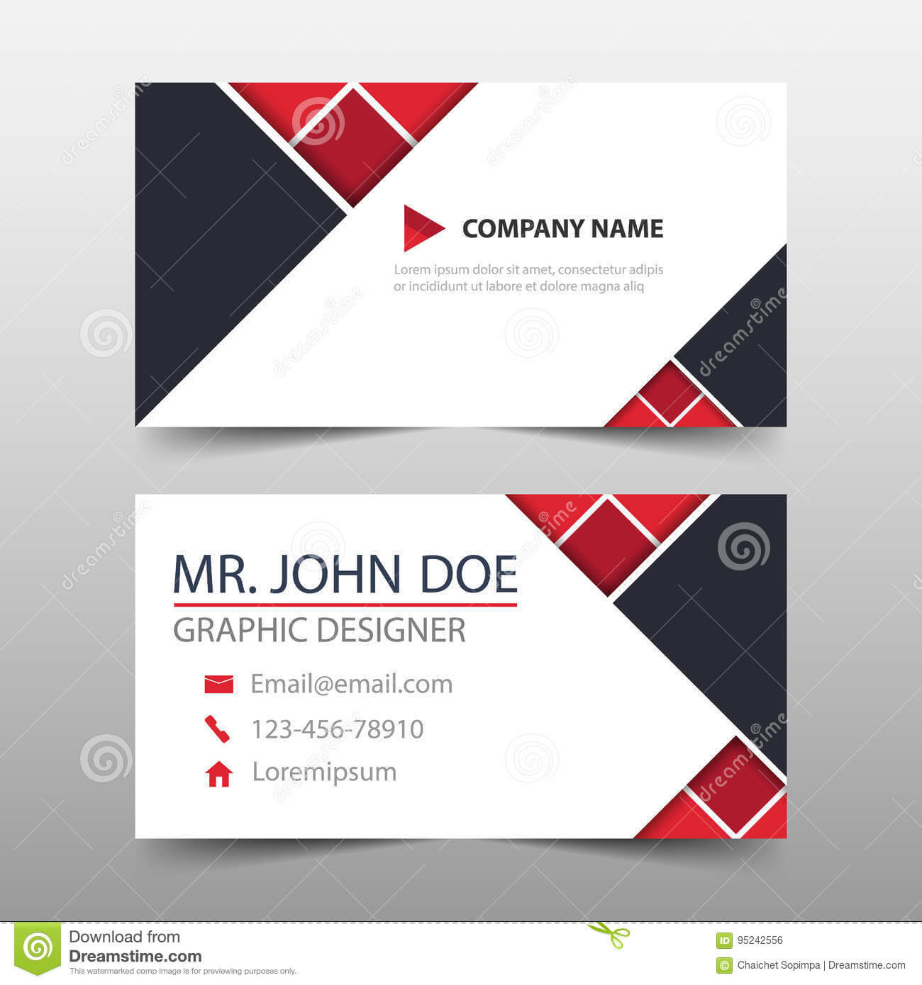 Red Triangle Corporate Business Card, Name Card Template Pertaining To Buisness Card Template
