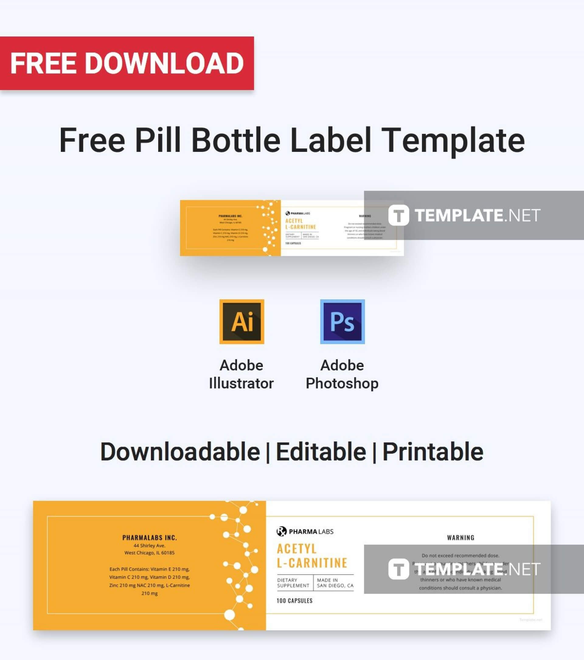 Remarkable Pill Bottle Labels Templates Template Ideas Label Intended For Adobe Illustrator Label Template