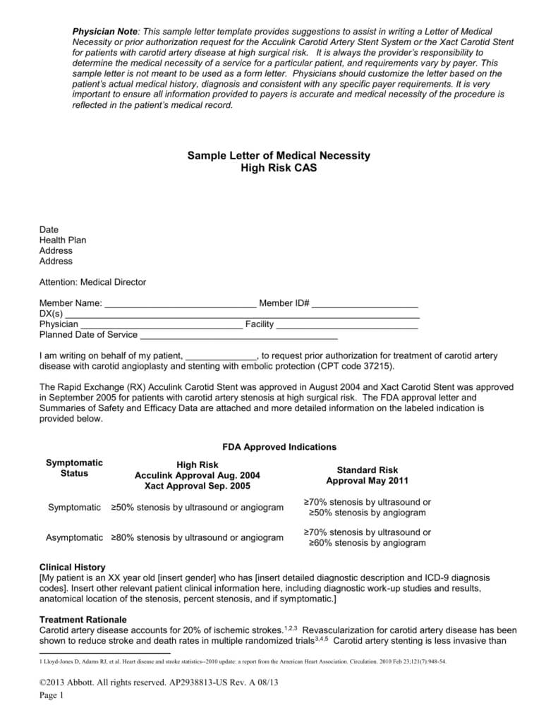 Request Prior Approval Of Carotid Stenting Throughout Carotid Ultrasound Report Template