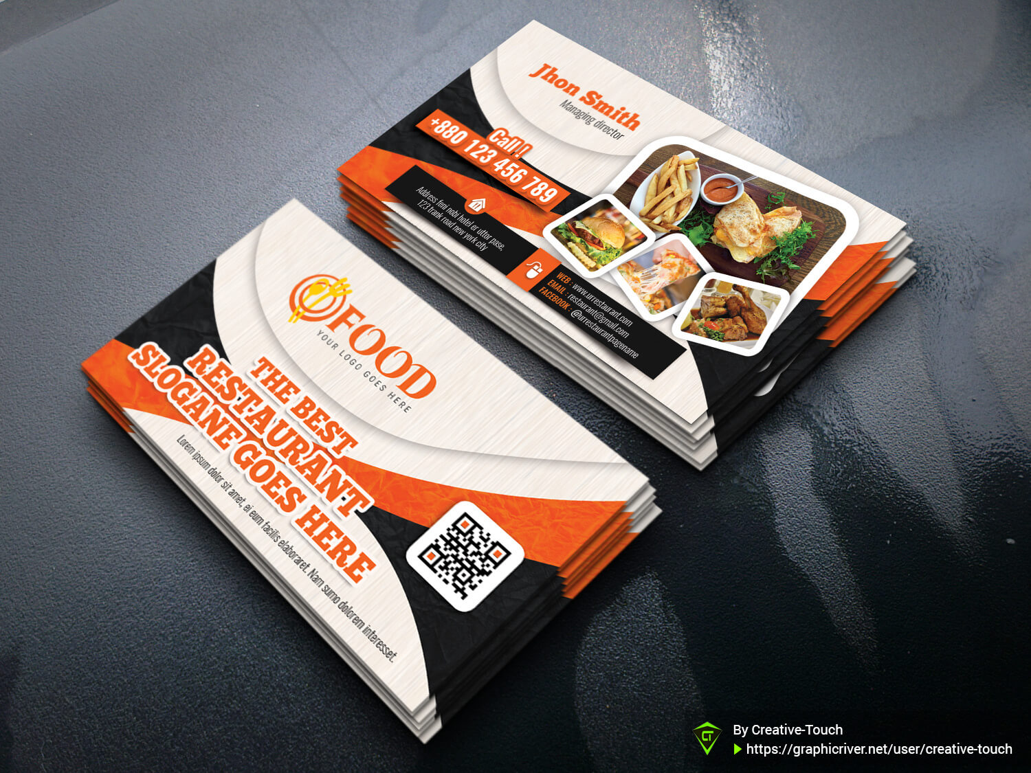 Restaurant Business Card Templatecreative Touch On Dribbble Throughout Call Card Templates