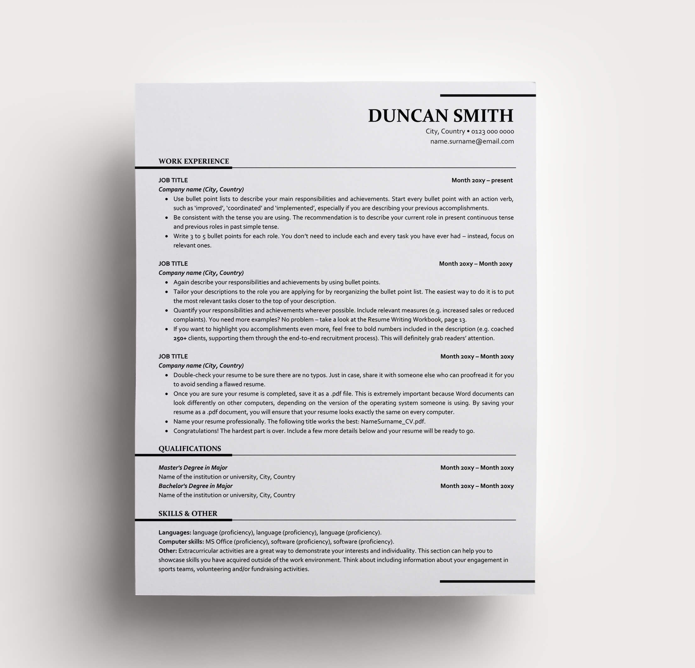 Resume Duncan In Ats Friendly Resume Template