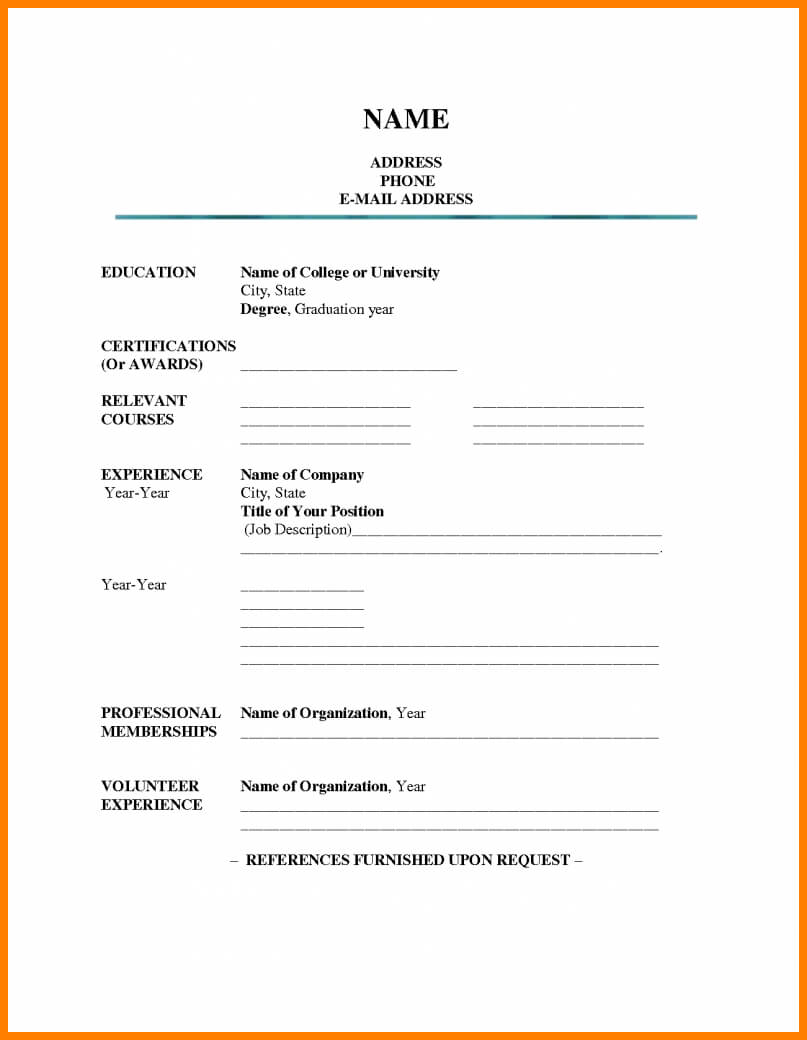 Resume Template Fill In Free – Colona.rsd7 Throughout Blank Resume Templates For Microsoft Word