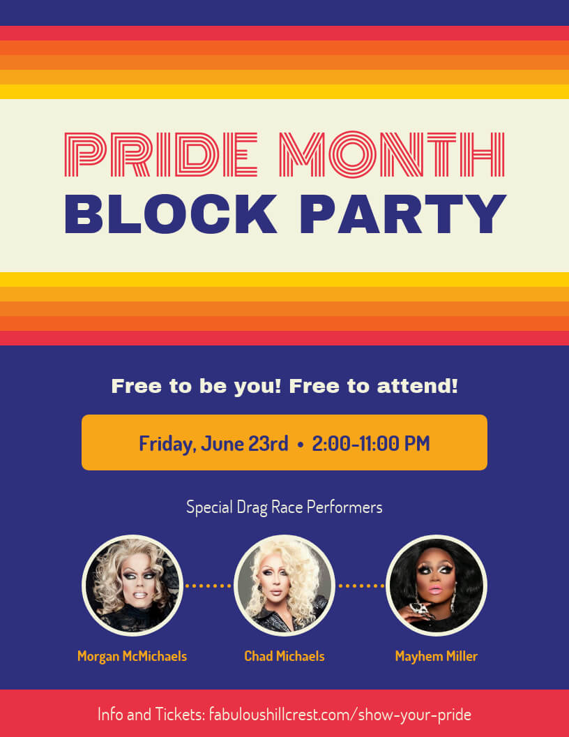 Retro Pride Block Party Event Flyer Template Regarding Block Party Template Flyer
