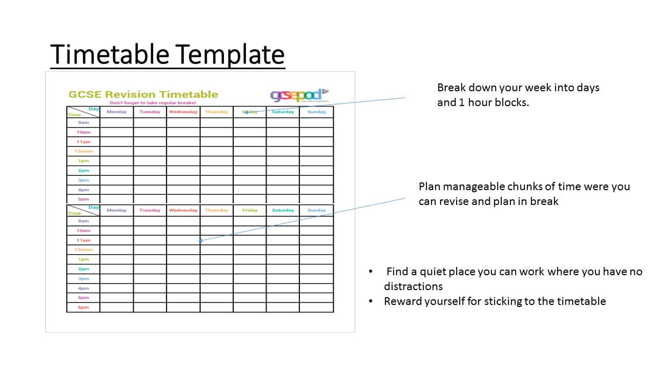 Revision Template. Timetable Revision Template Printable With Blank Revision Timetable Template