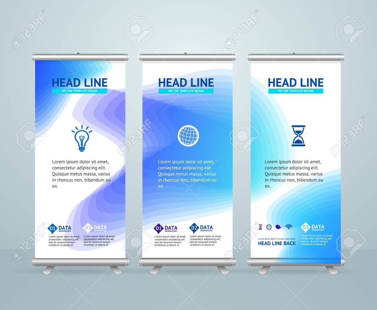 Roll Up Banner Stand Design Template With Abstract Colorful Shapes.. Intended For Banner Stand Design Templates
