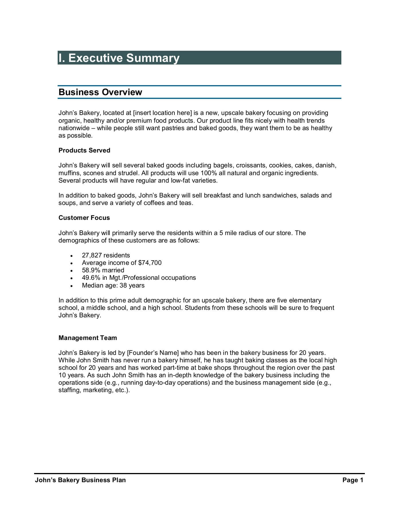 Sample Bakery Business Plan Pages 1 – 29 – Text Version With Cake Business Plan Template