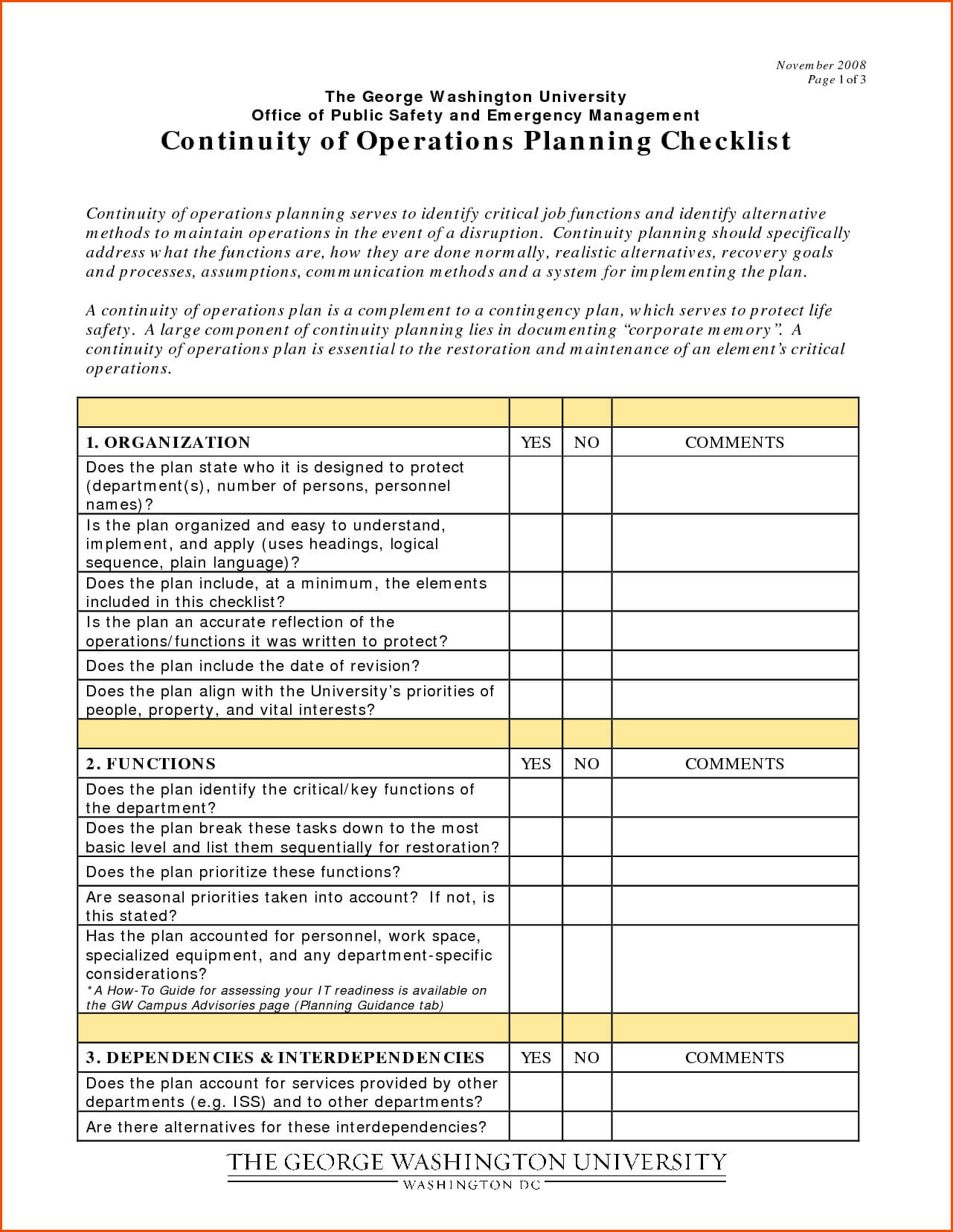 Sample Business Continuity Plan Ist Pdf Audit Development With Regard To Business Continuity Checklist Template