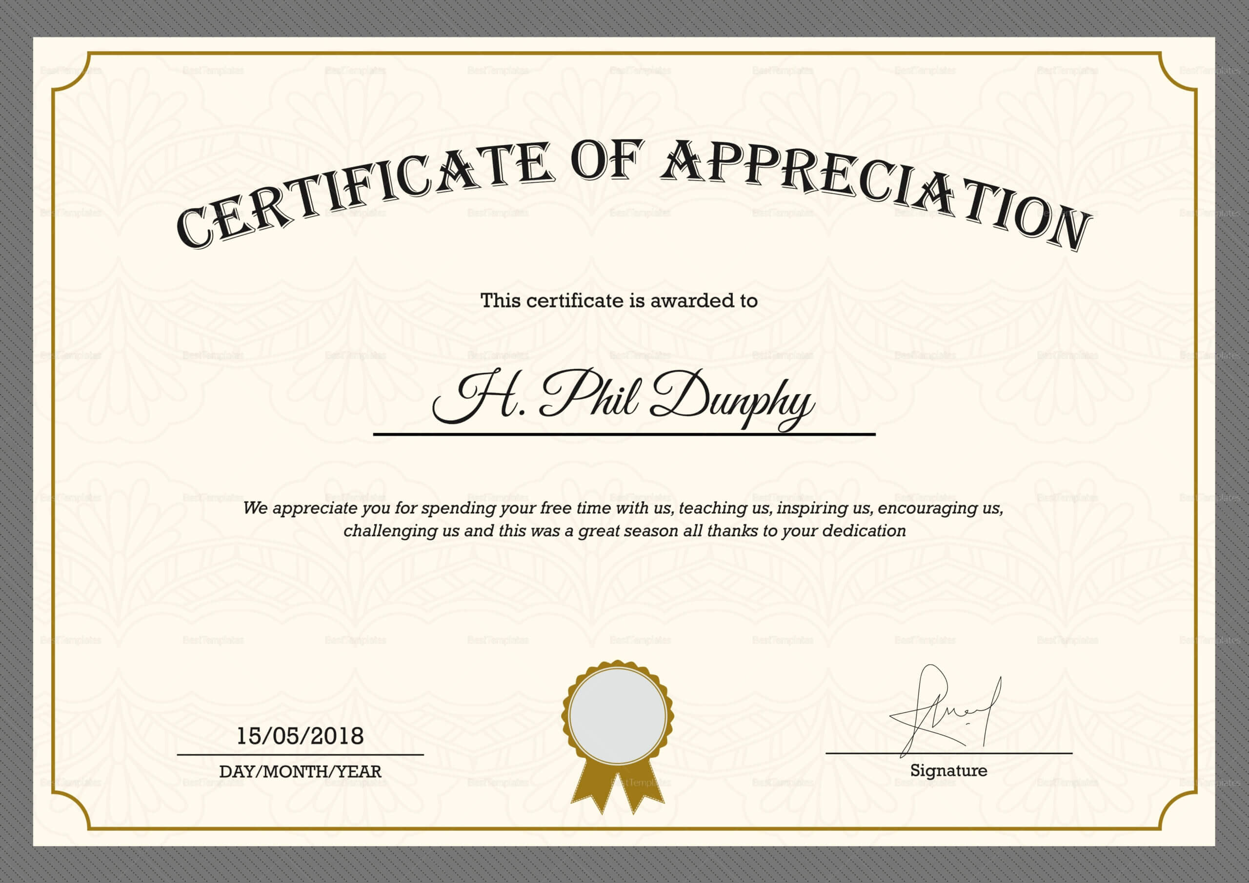 Sample Company Appreciation Certificate Template Within Pertaining To Certificates Of Appreciation Template
