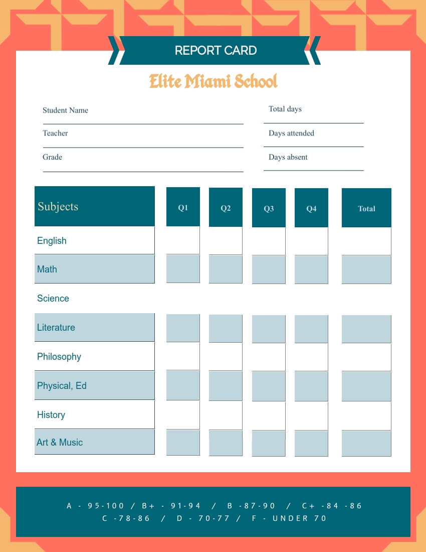School Report Card Template - Visme Intended For Boyfriend Report Card Template