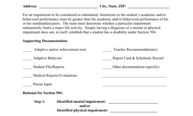 Section 504 Plan Template pertaining to 504 Plan Template