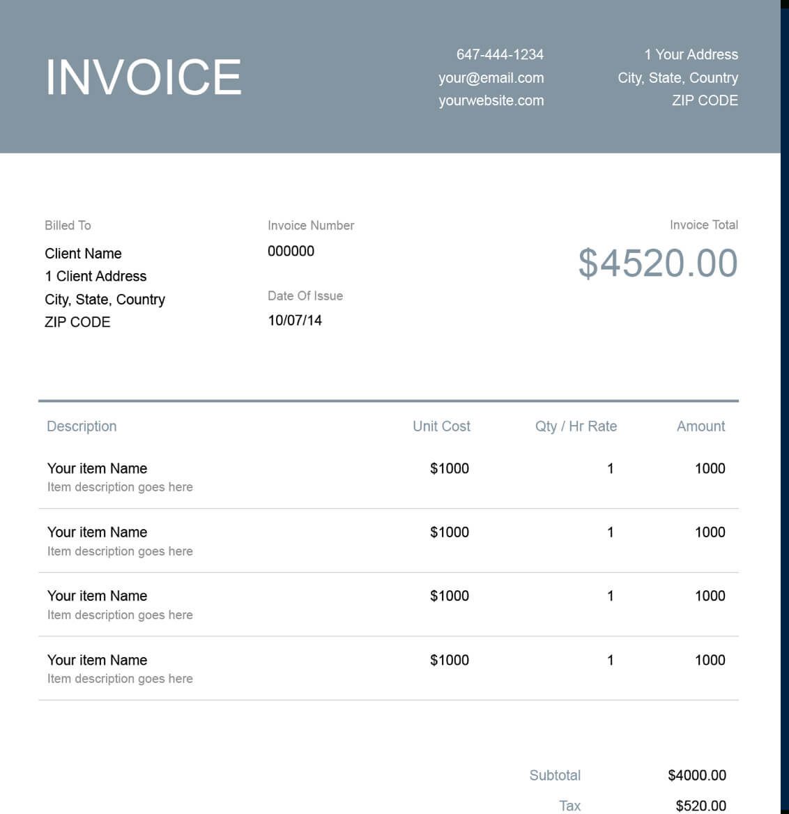 Self Employed Invoice Template | Free Download | Send In Minutes With Regard To 1099 Invoice Template