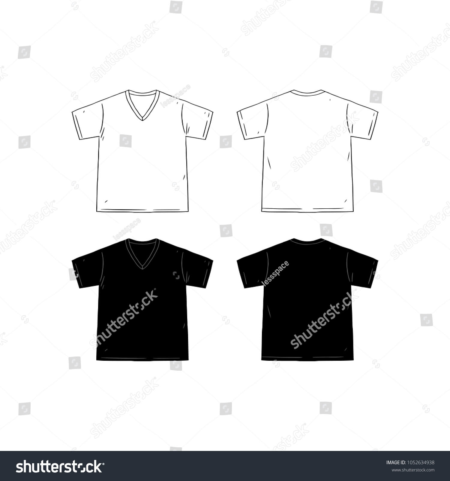 Set Blank Vneck Tshirt Design Template Stock Vector (Royalty Throughout Blank V Neck T Shirt Template