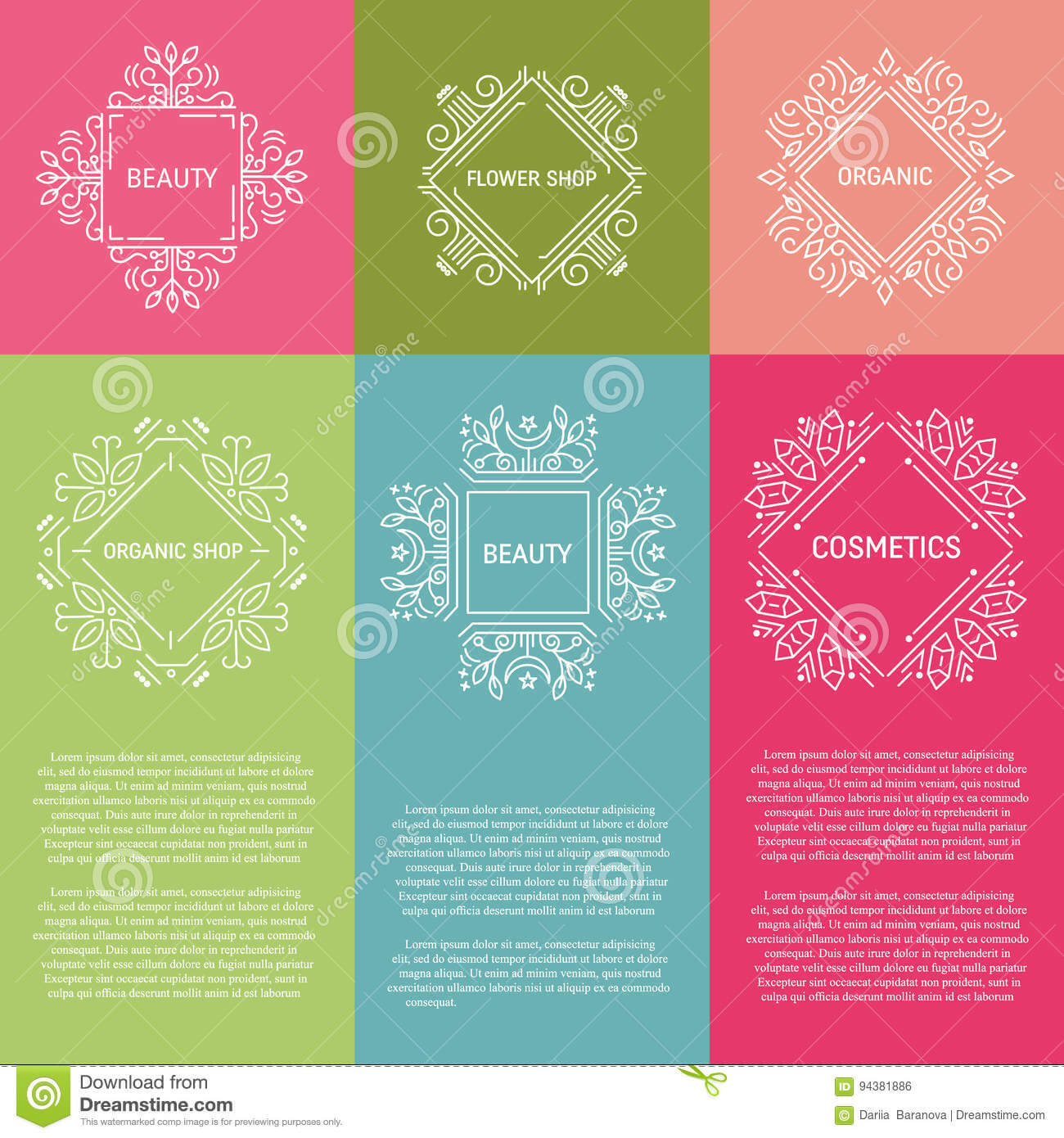 Set Of Flyer With Geometric Emblems Stock Vector For Chiropractic Travel Card Template