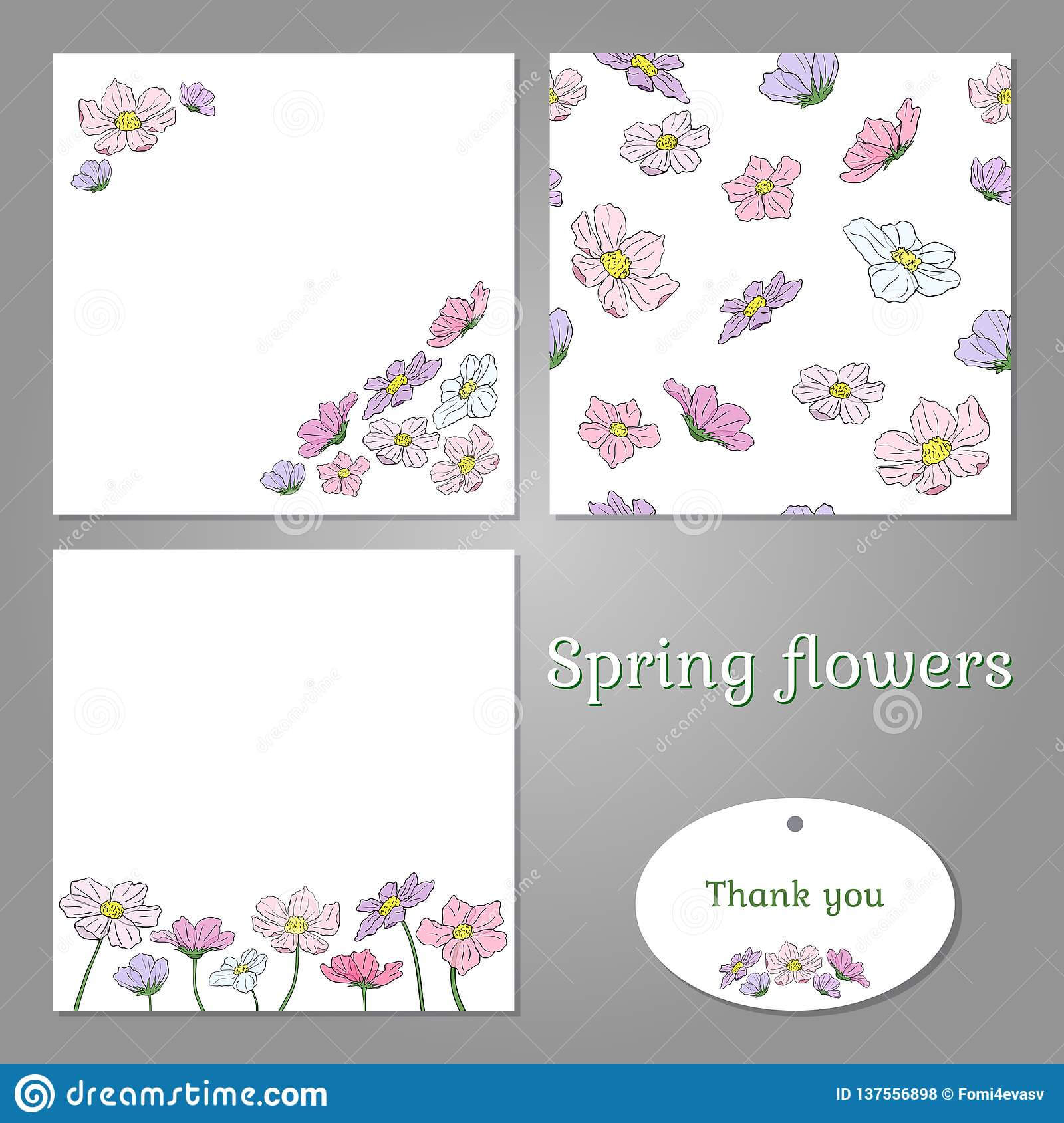 Set Of Templates With Spring Colored Flowers Stock Vector For Butterfly Labels Templates