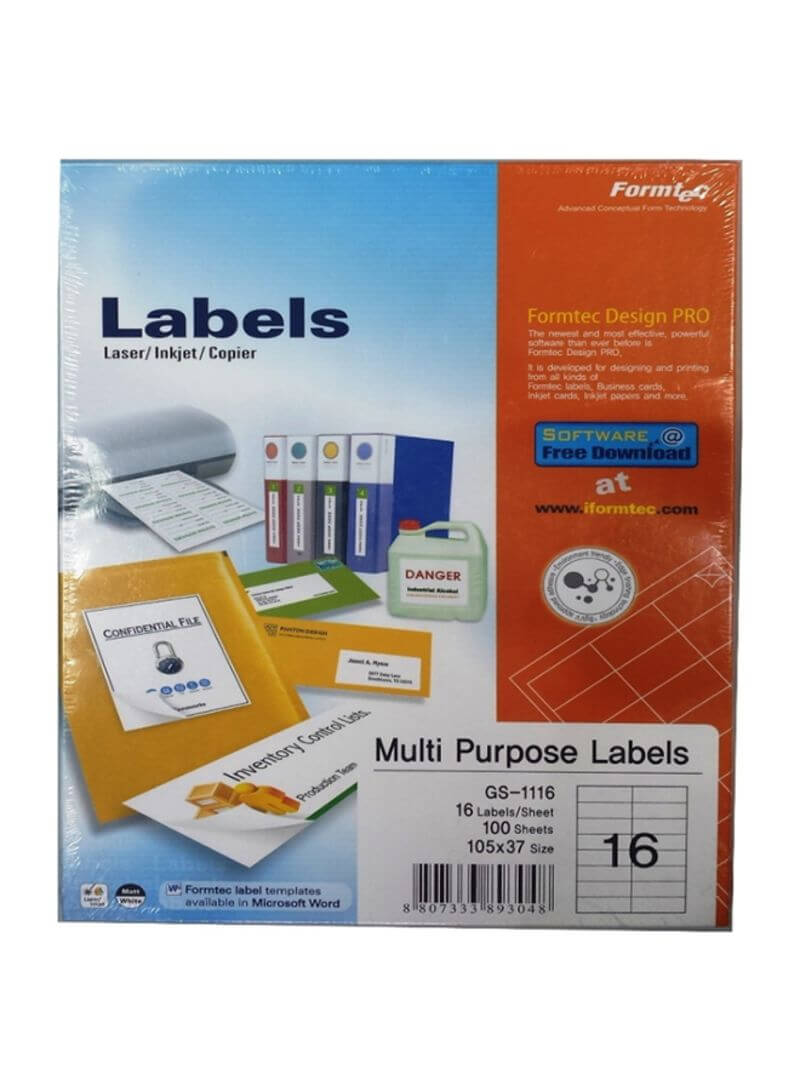 Shop Formtec 100 Sheets Label Per Sheet Box (16 Labels Per Sheet) Online In  Dubai, Abu Dhabi And All Uae Inside 16 Labels Per Page Template