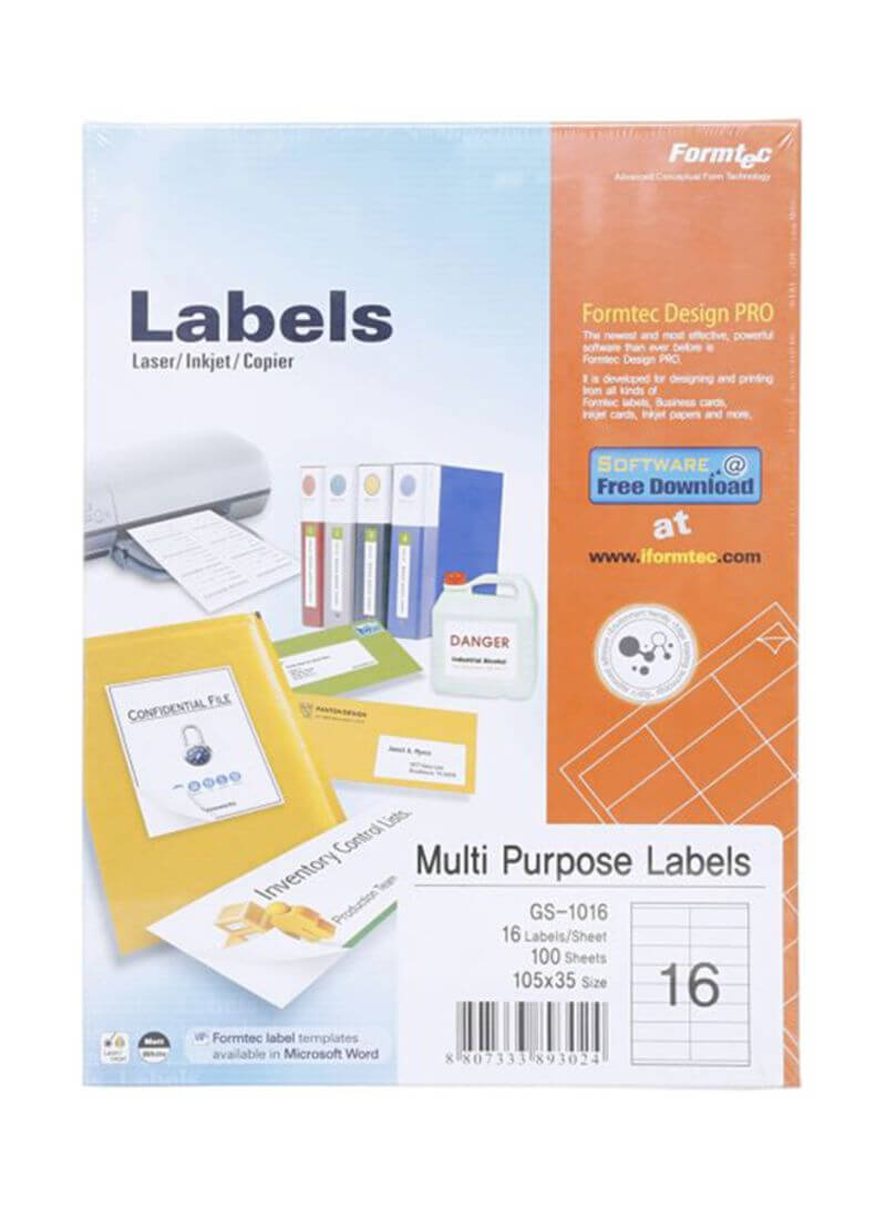 Shop Formtec 100 Sheets Label Per Sheet Box (16 Labels Per Sheet) Online In  Dubai, Abu Dhabi And All Uae Inside 16 Per Page Label Template