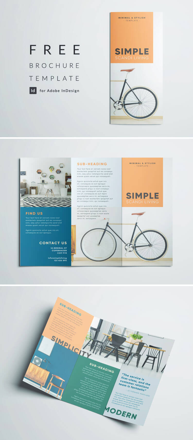 Simple Tri Fold Brochure | Free Indesign Template In Brochure Template Indesign Free Download