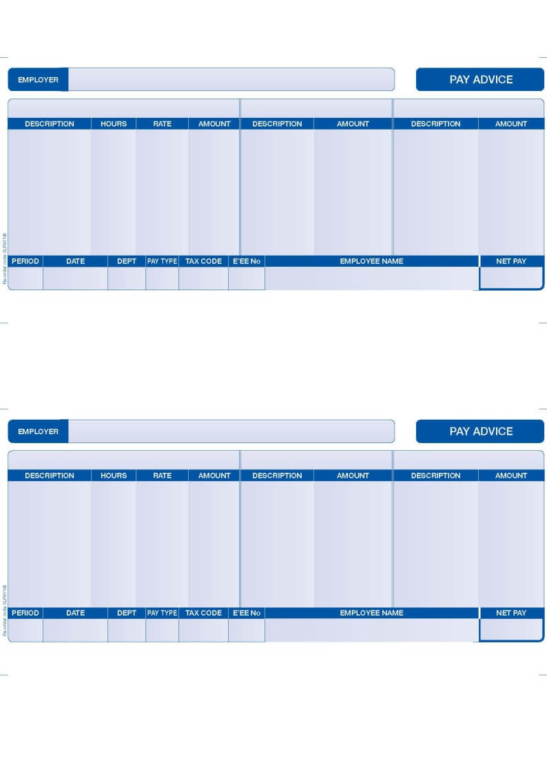 Slpay1 – Compatible Sage Payslips – 2 Per Page (Blue) – Various Pack Sizes With Blank Payslip Template