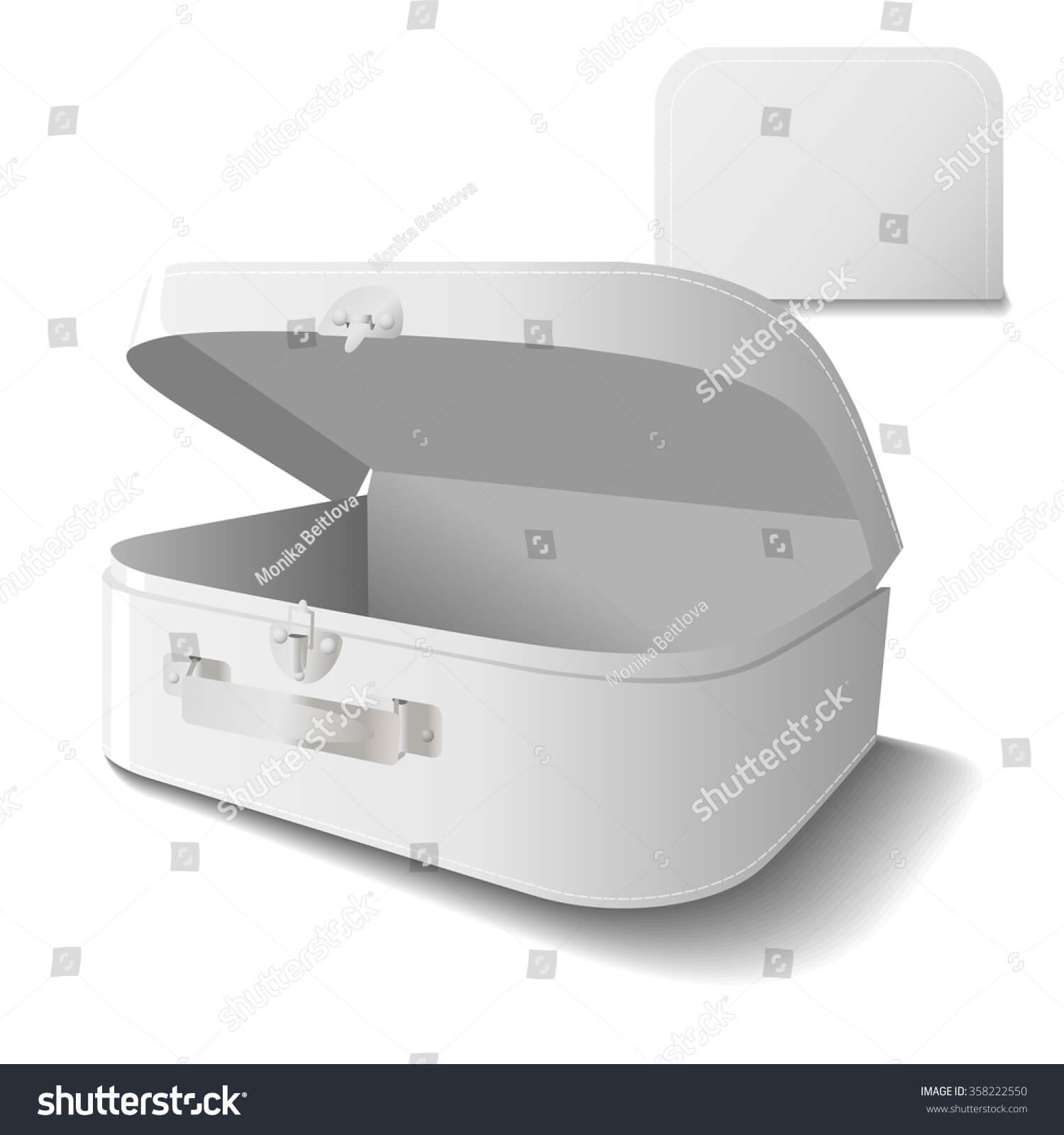 Small Cardboard Suitcase Template Handle White Stock Vector Within Blank Suitcase Template