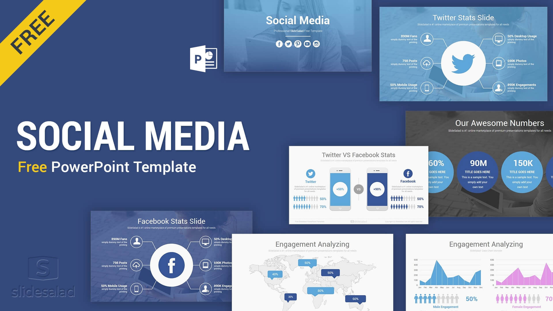 Social Media Free Powerpoint Template Ppt Slides – Slidesalad Pertaining To Biography Powerpoint Template