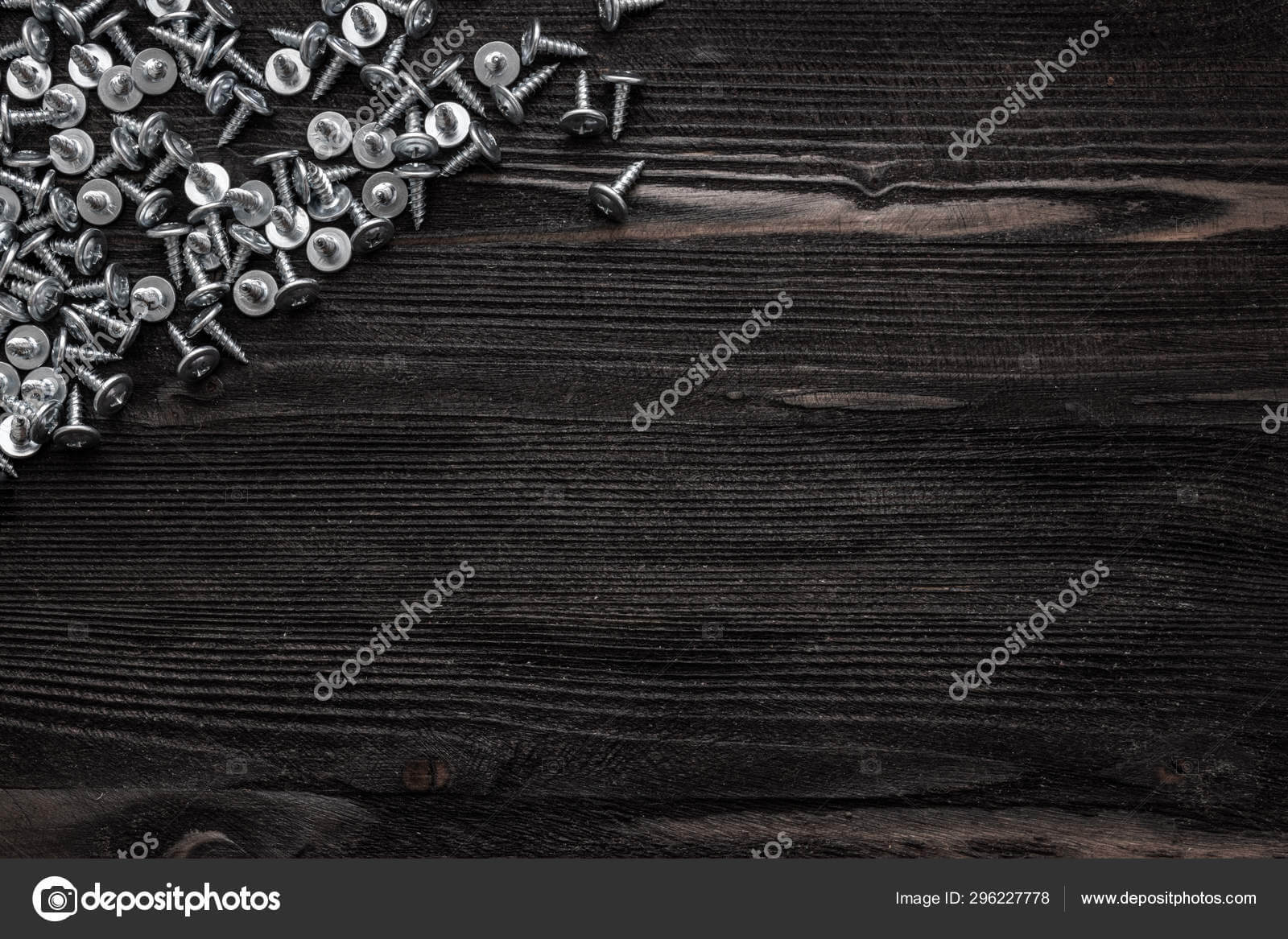 Some Wood Crews On Dark Wooden Desk Board Surface. Top View Throughout Borderless Certificate Templates