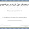 Sports – Sportsmanship Award Certificate Template – Sample Pertaining To Athletic Certificate Template