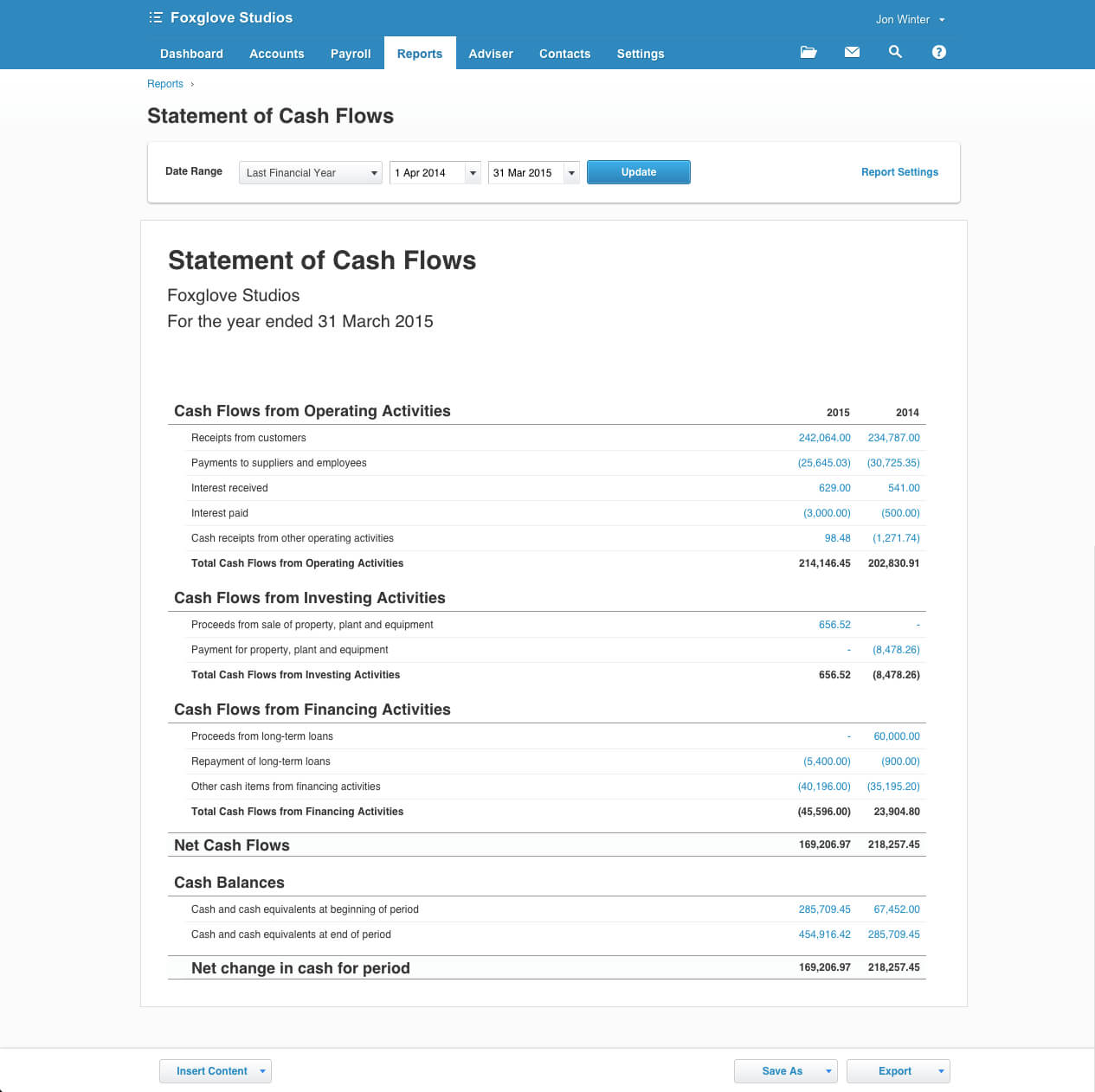 Statement Of Cash Flows For Business | Xero Blog With Regard To Cash Position Report Template