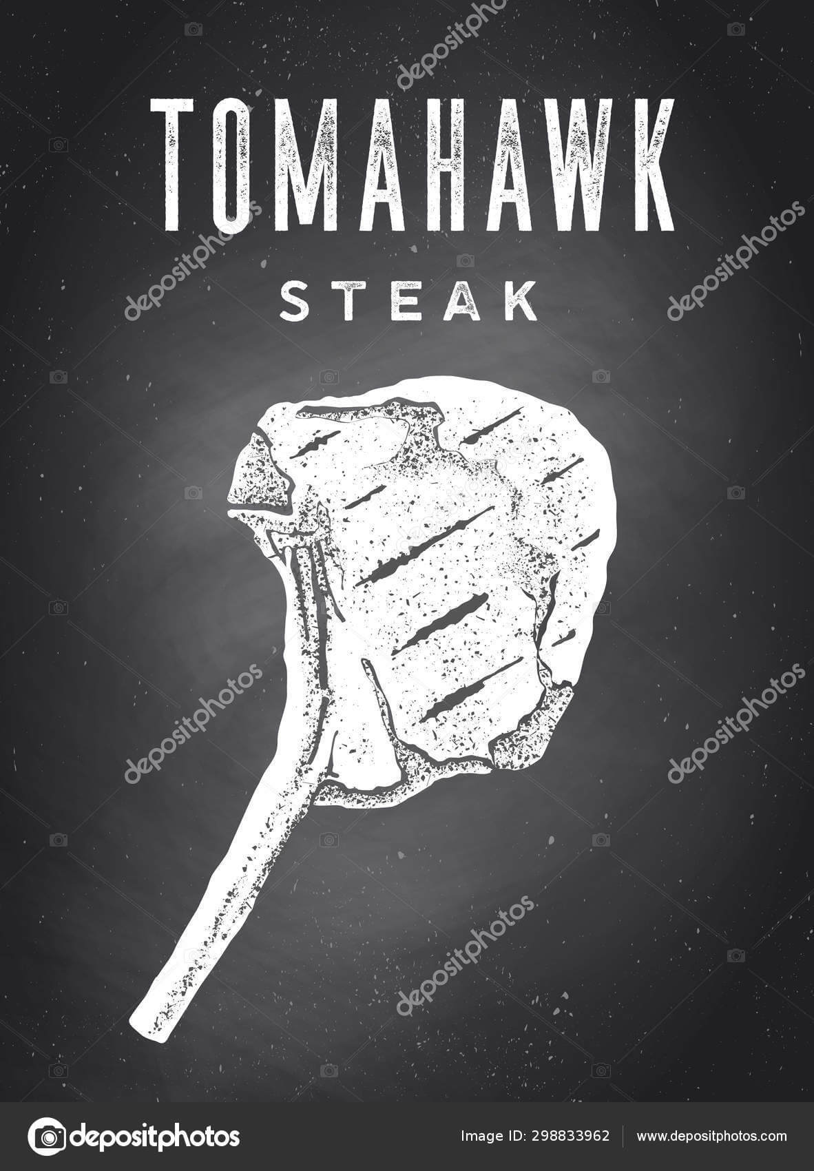 Steak Chalkboard Poster Steak Silhouette Text Tomahawk Steak Inside Chalkboard Poster Template