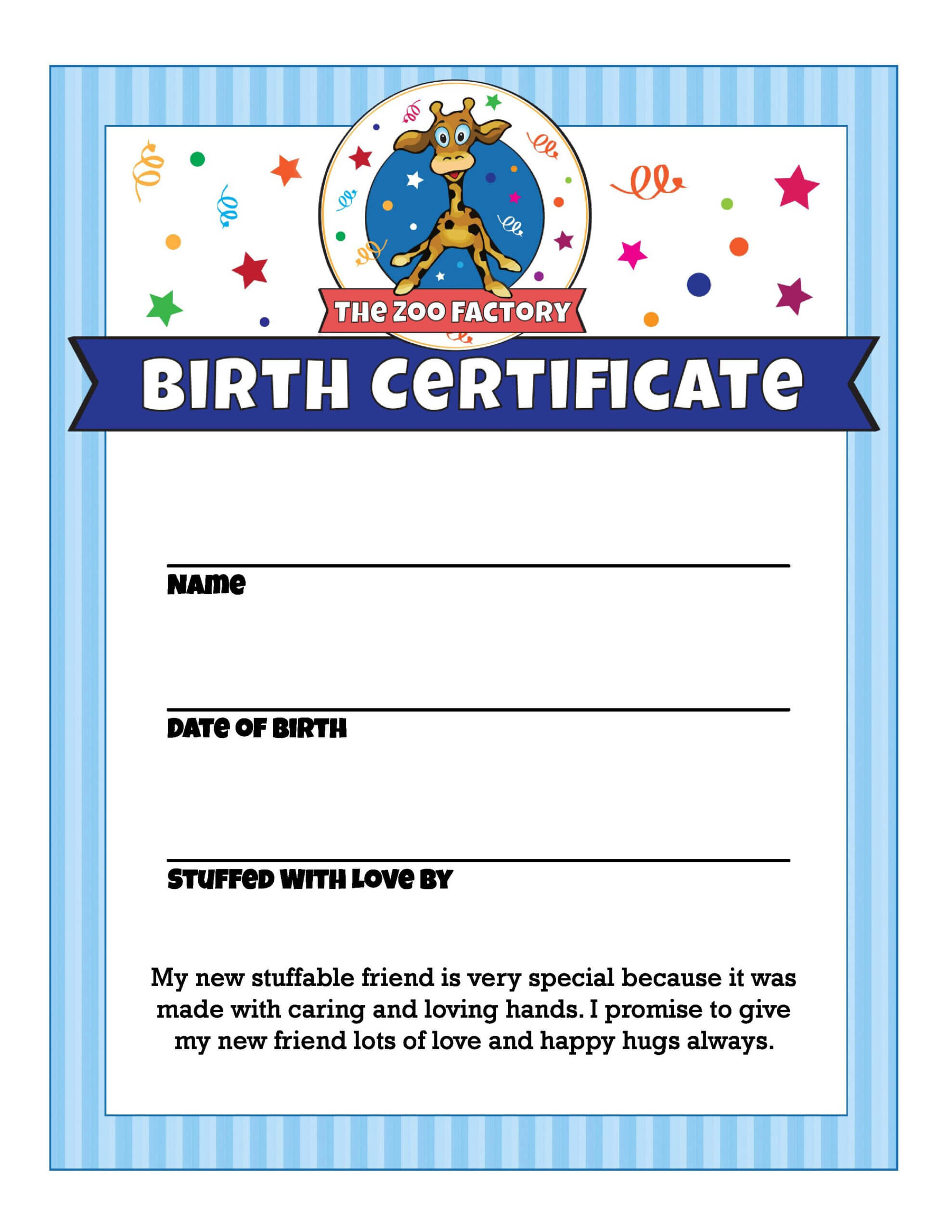 Sting Ray | 16" Stuffable Animals | The Zoo Factory Intended For Build A Bear Birth Certificate Template