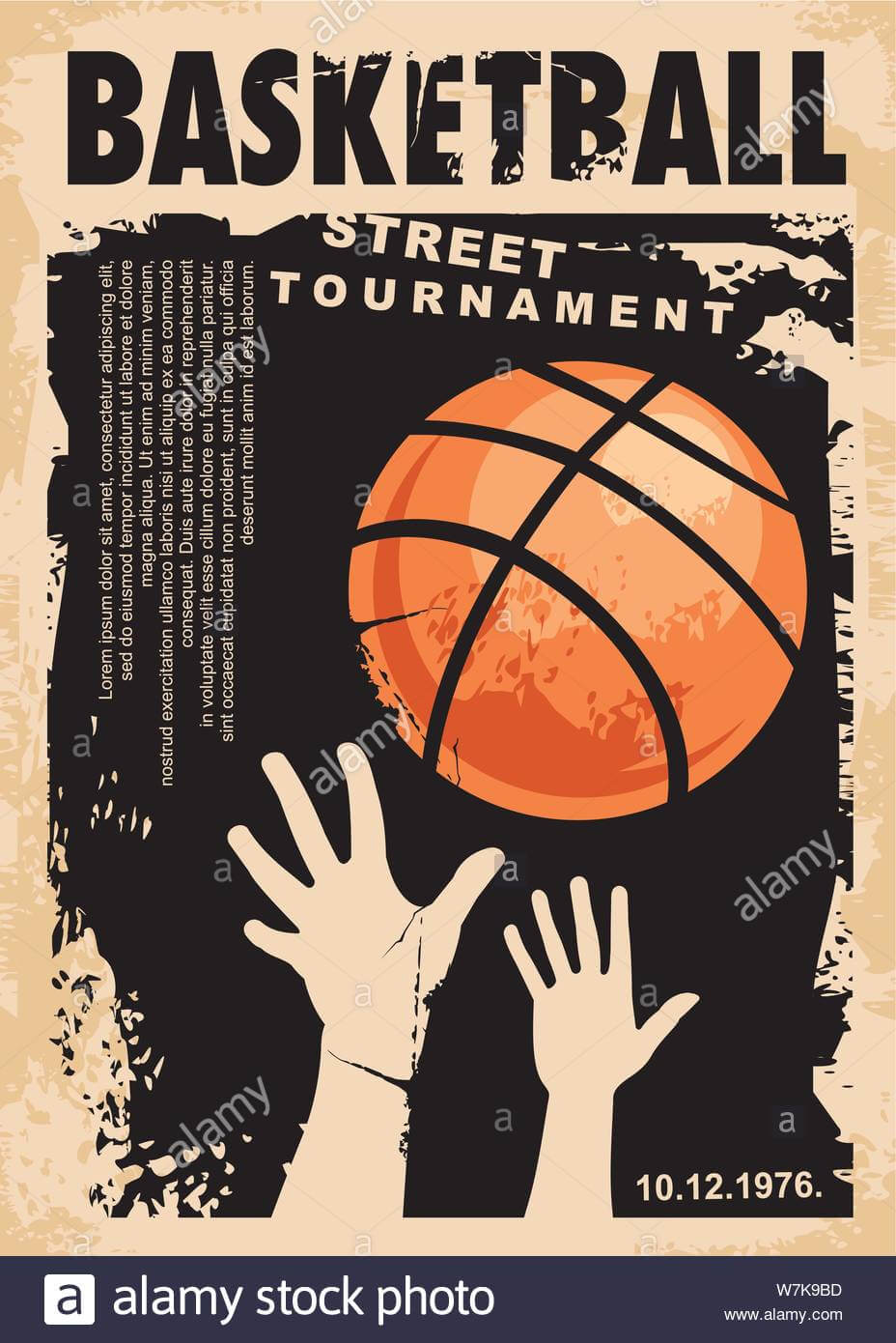 Street Basketball Grunge Poster Design Layout. Street Ball With Regard To Basketball Tournament Flyer Template