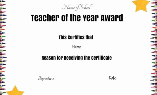 Teacher Of The Month Certificate Template - Tunu.redmini.co intended for Best Teacher Certificate Templates Free