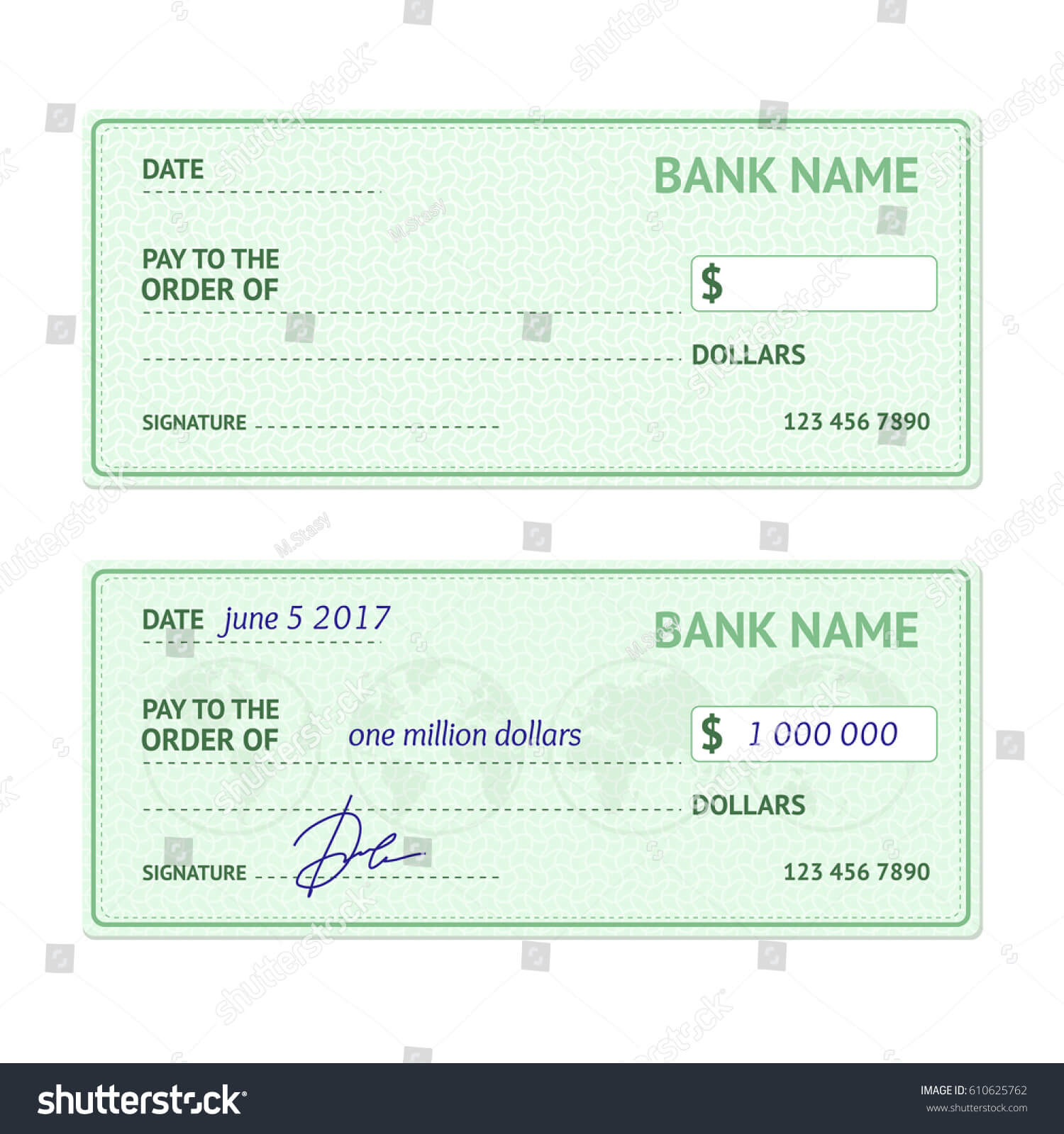 Template Blank Classic Bank Check Business Stock Vector With Regard To Blank Business Check Template