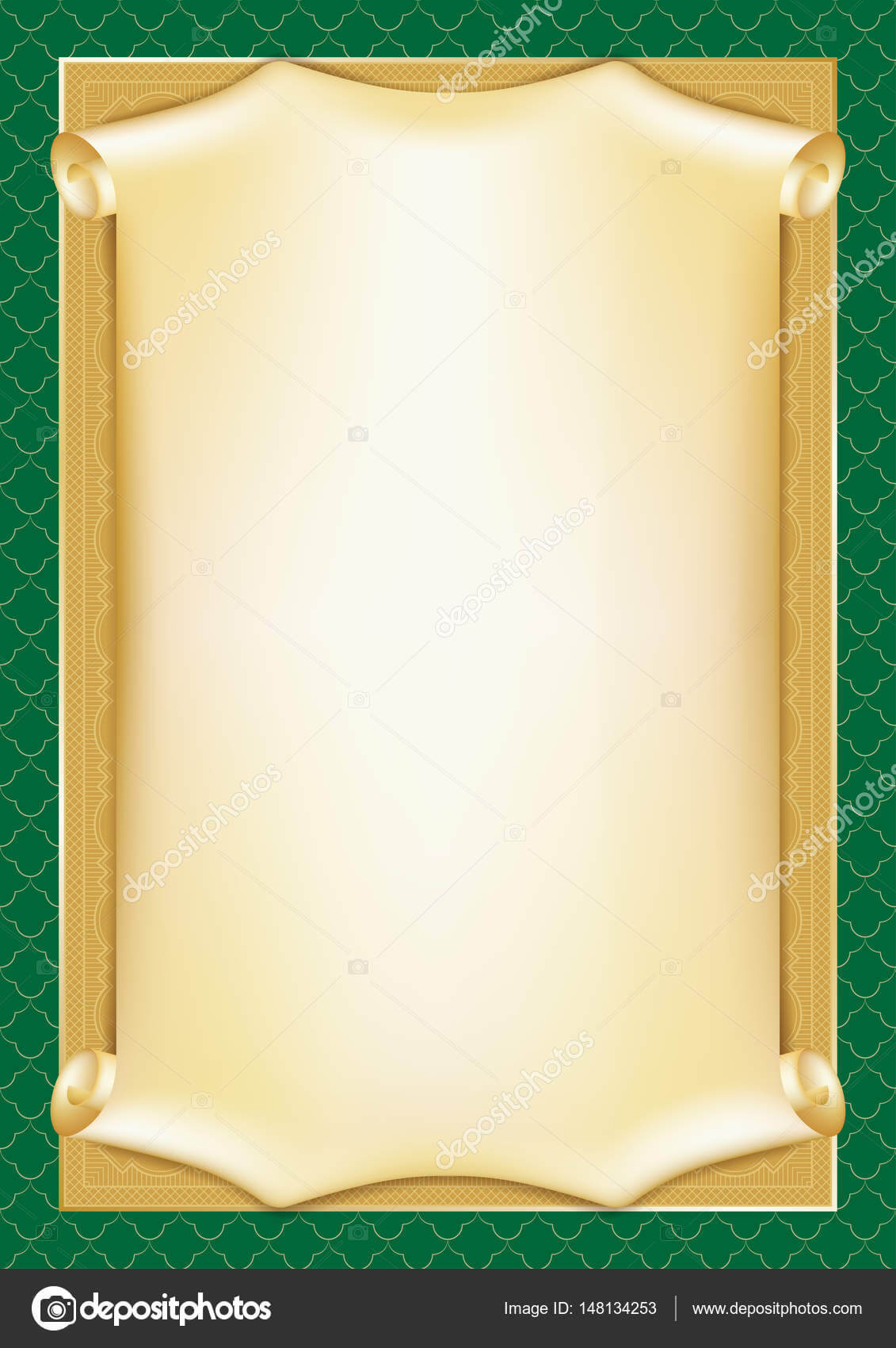 Template For Diploma, Certificate, Card With Scroll And Regarding Certificate Scroll Template