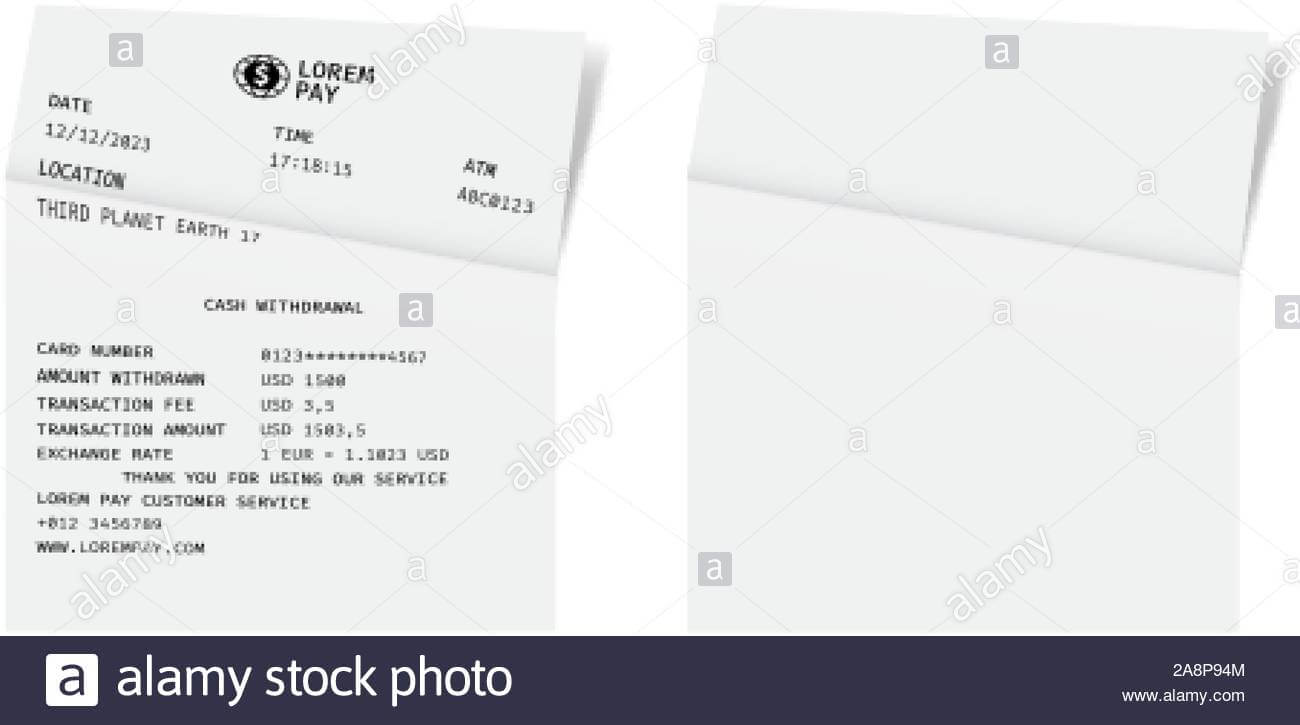 Template Of A Check From A Shop Or Supermarket Or Restaurant Within Cashiers Check Template