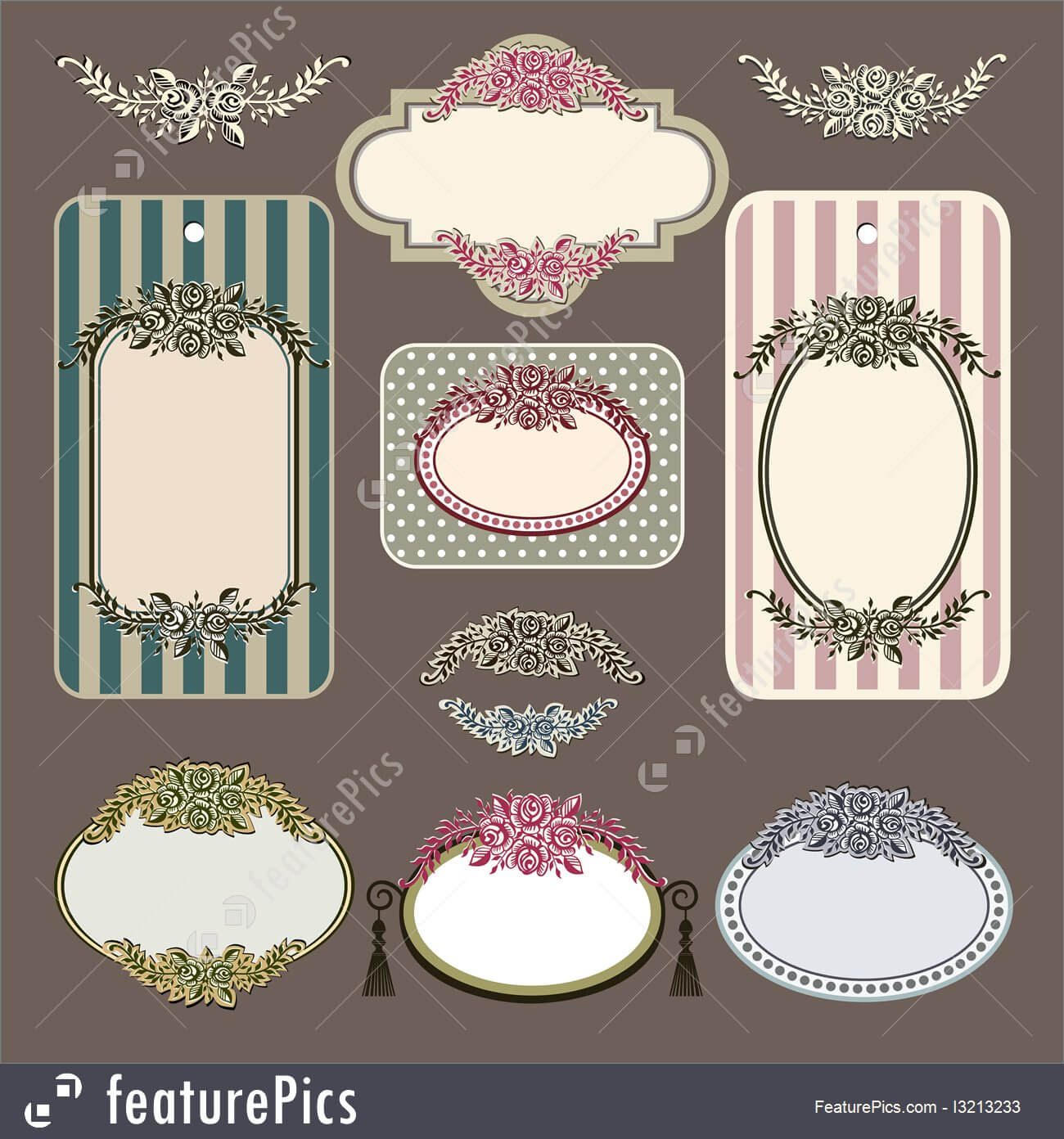 Templates: Set Of Retro Roses Vintage Labels – Stock Pertaining To Antique Labels Template