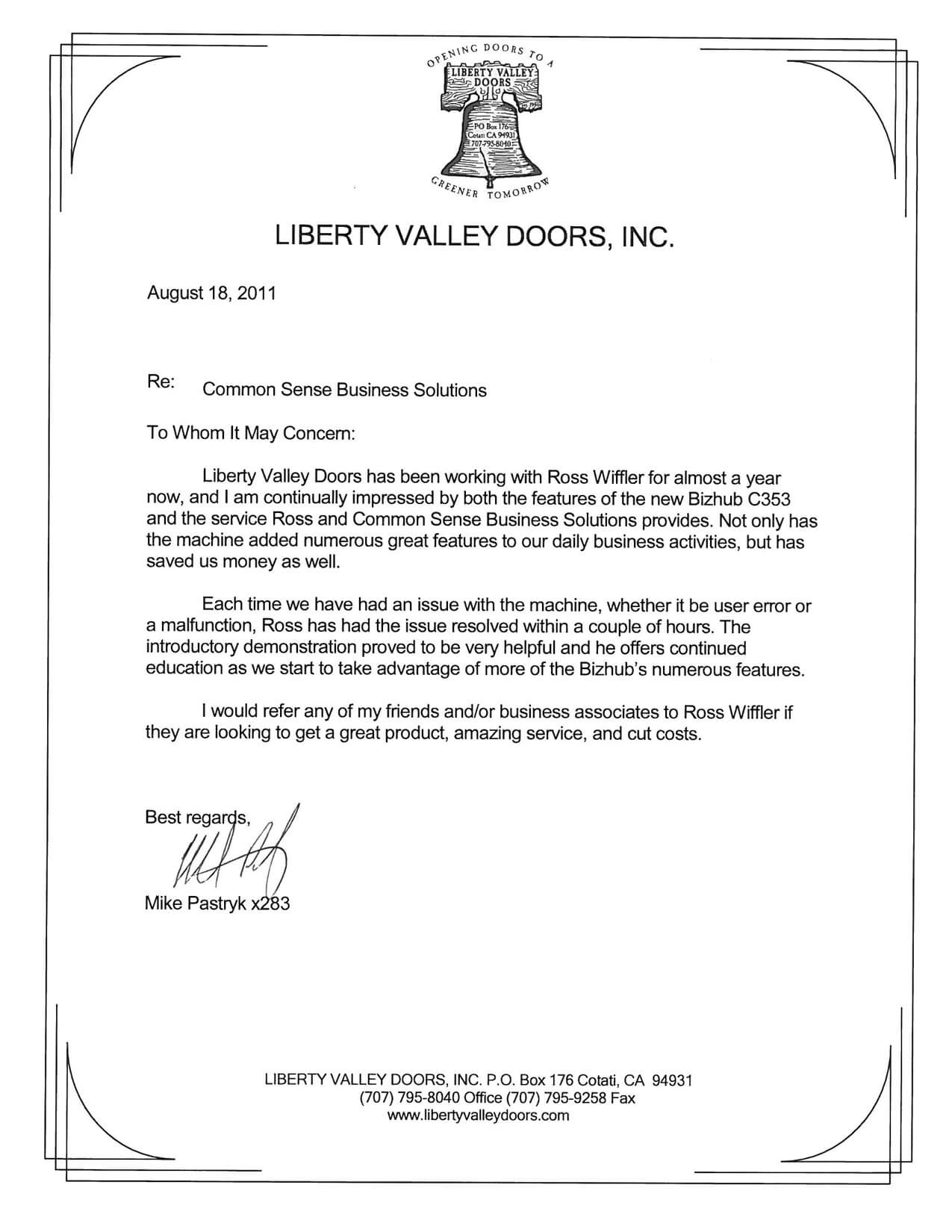 Testimonial Letters | Common Sense Business Solutions Throughout Business Testimonial Template