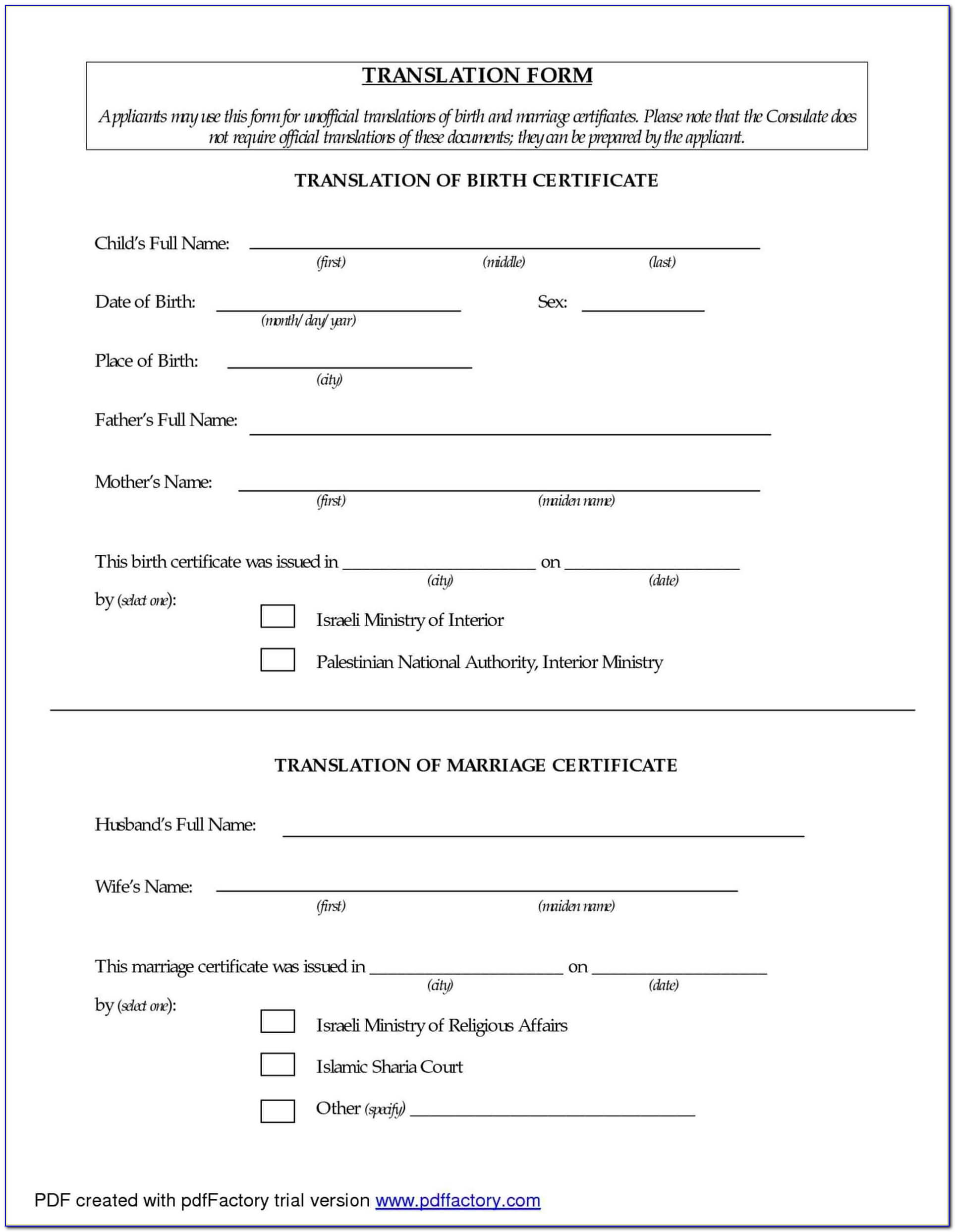 Thai Birth Certificate Translation Form – Form : Resume Pertaining To Birth Certificate Translation Template