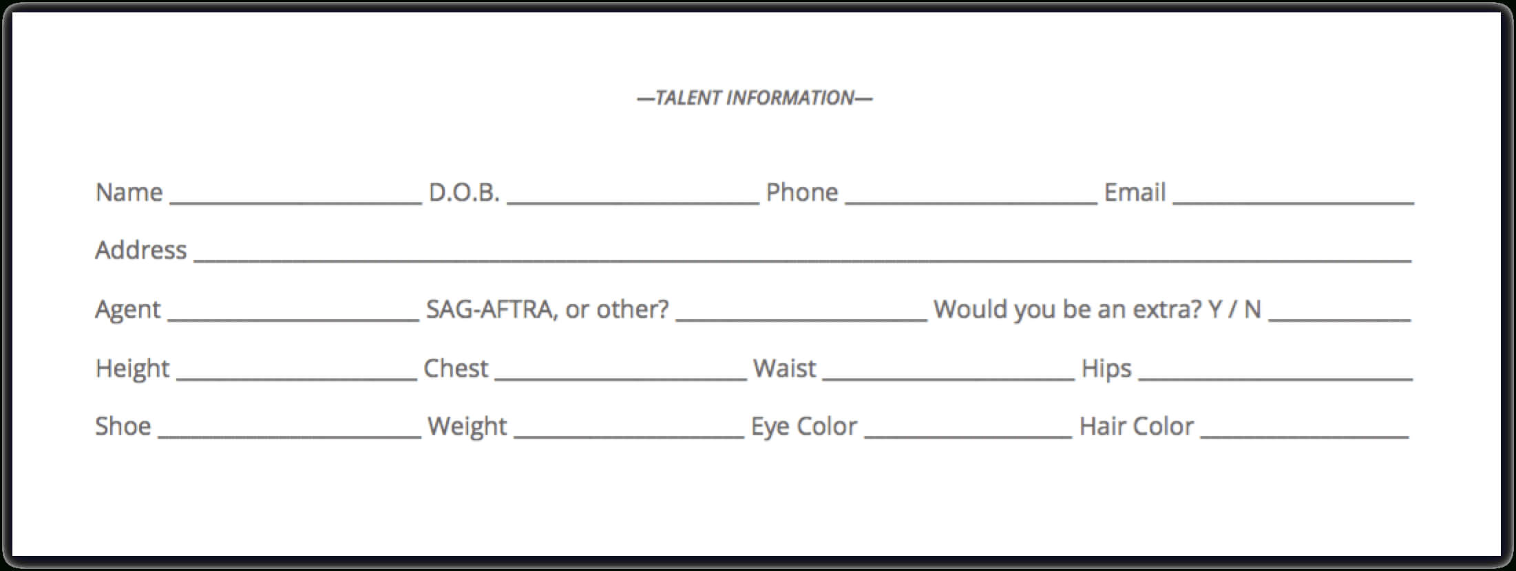 The Ultimate Guide To Casting Auditions [Free Casting Sheet For Audition Form Template