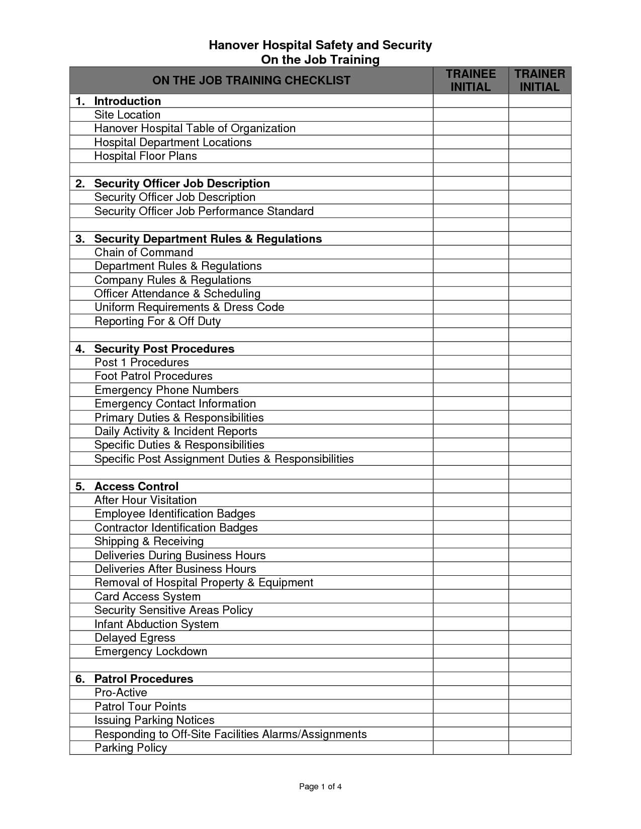 Training Checklist Templates – Word Excel Fomats Throughout After Training Report Template