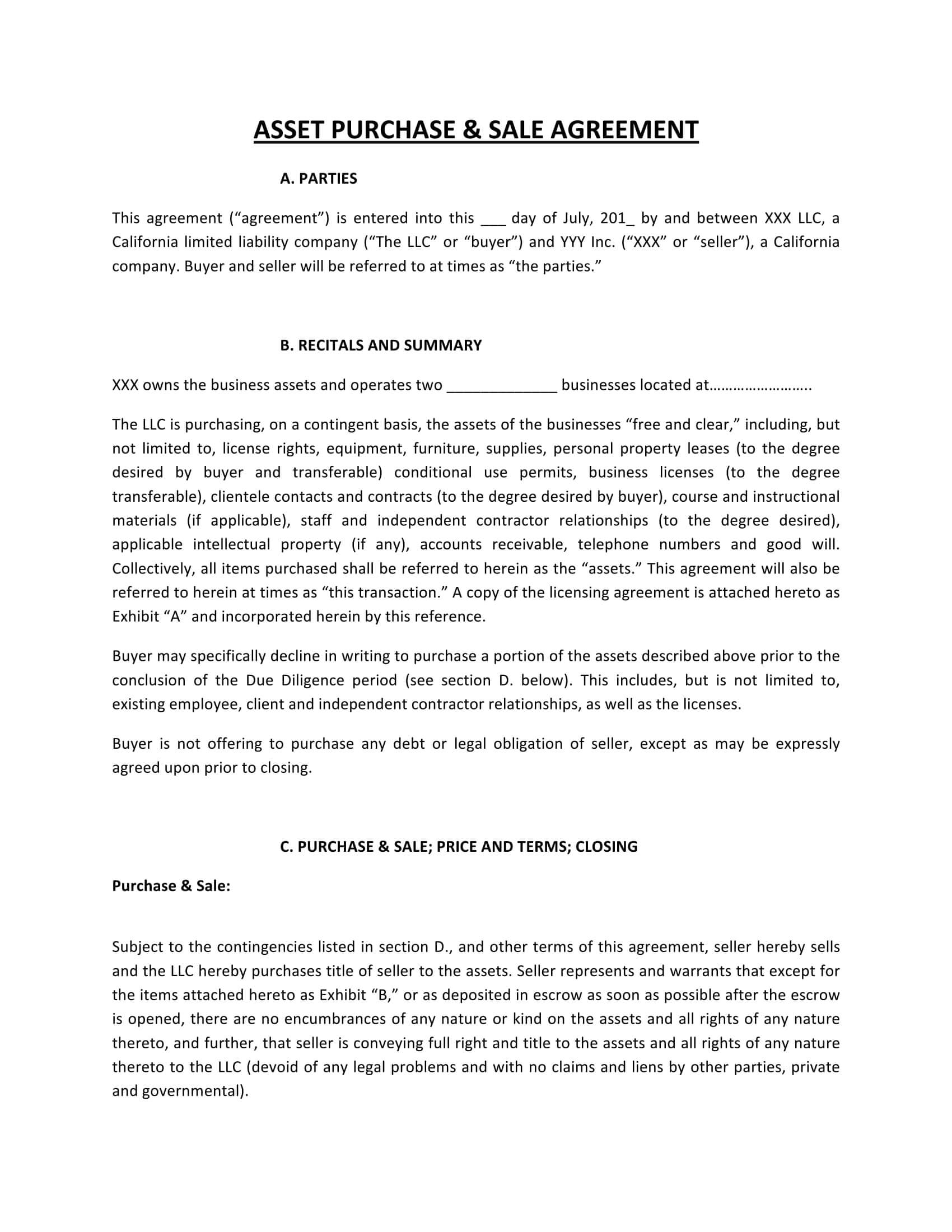 Transfer Pricing Agreement Template ] – Land Contract Form 5 For Asset Purchase Agreement Template