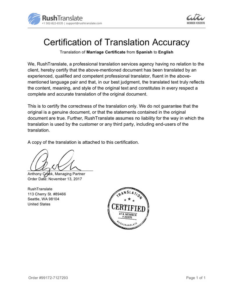 Translation Services Pertaining To Birth Certificate Translation Template English To Spanish