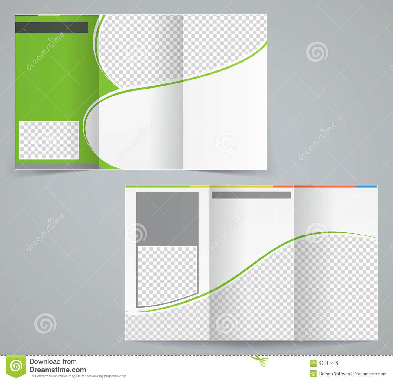 Tri Fold Business Brochure Template, Vector Green Stock For 6 Sided Brochure Template