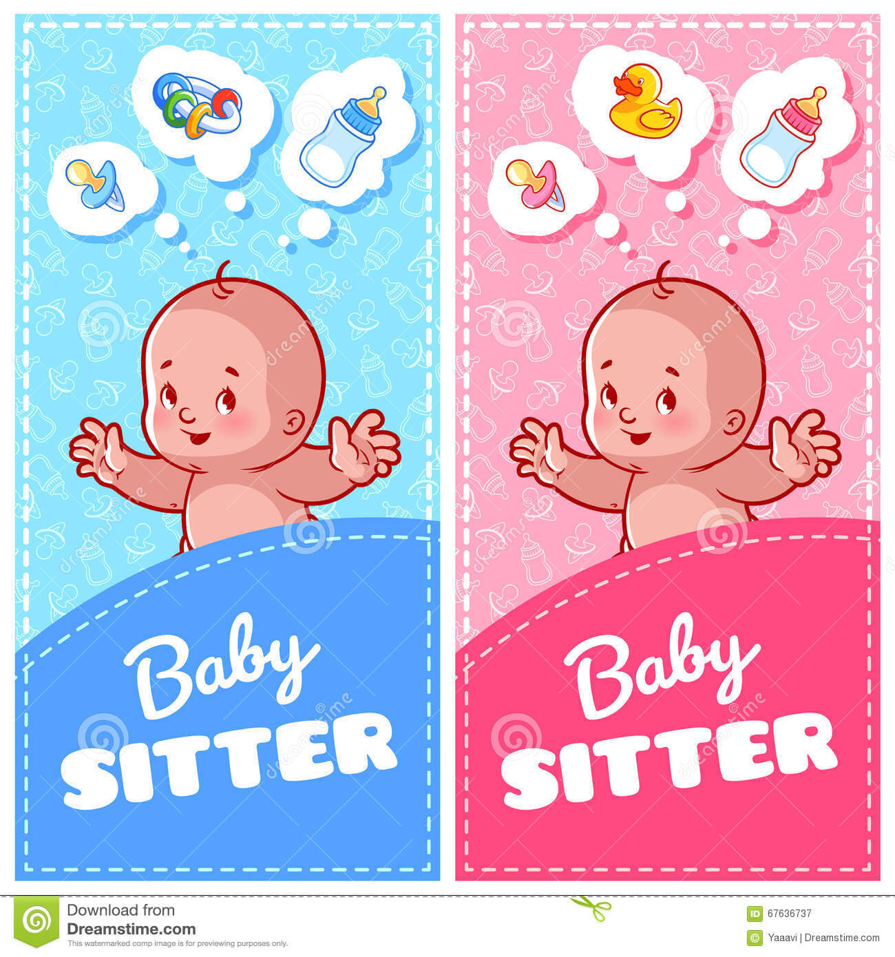Two Vertical Flyer Of Babysitter With Cute Toddler And Baby Within Babysitting Flyer Free Template