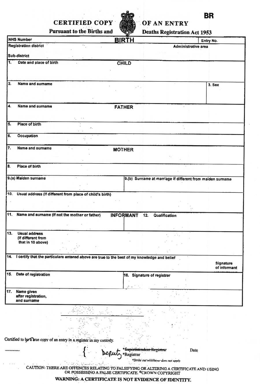 Uk Birth Certificate Wedding Document For Santorini Legal In Birth Certificate Template Uk