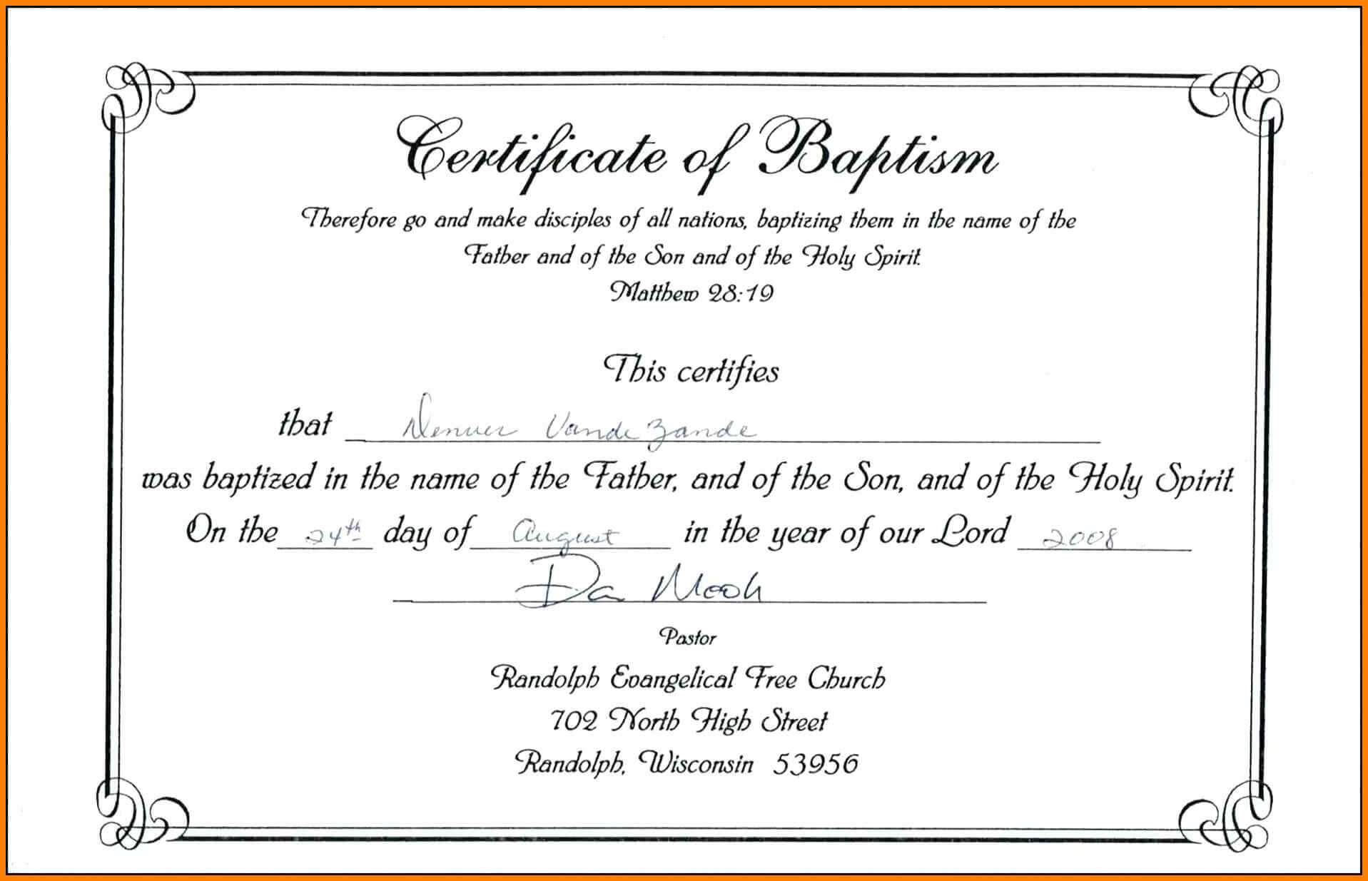 Unique Certificate Of Baptism Template Ideas Broadman For Christian Certificate Template