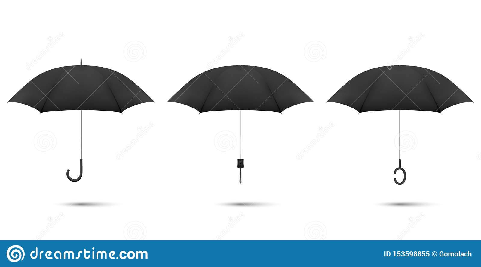 Vector 3D Realistic Render Black Blank Umbrella Icon Set In Blank Umbrella Template