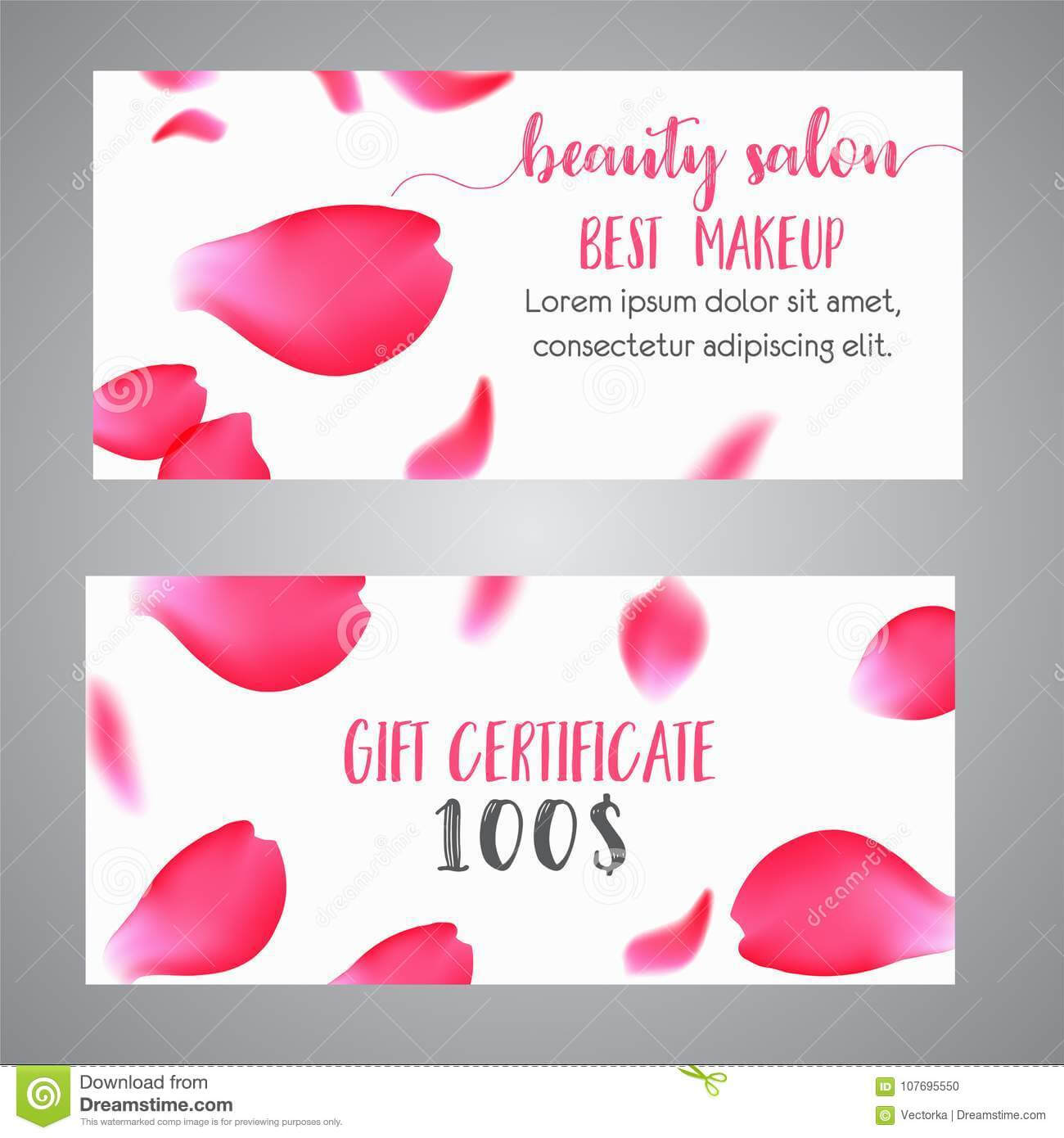 Vector Gift Voucher Template With Rose Petals. Business Intended For Boutique Flyer Template Free