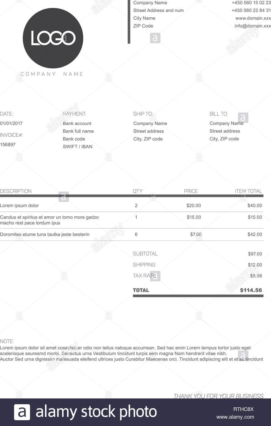 Vector Minimalist Invoice Template Design For Your Business With Black Invoice Template