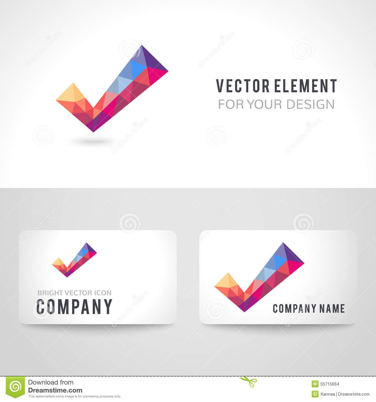 Vector Polygonal Crystal Check Mark Or Tick With Stock With Regard To Acceptance Card Template